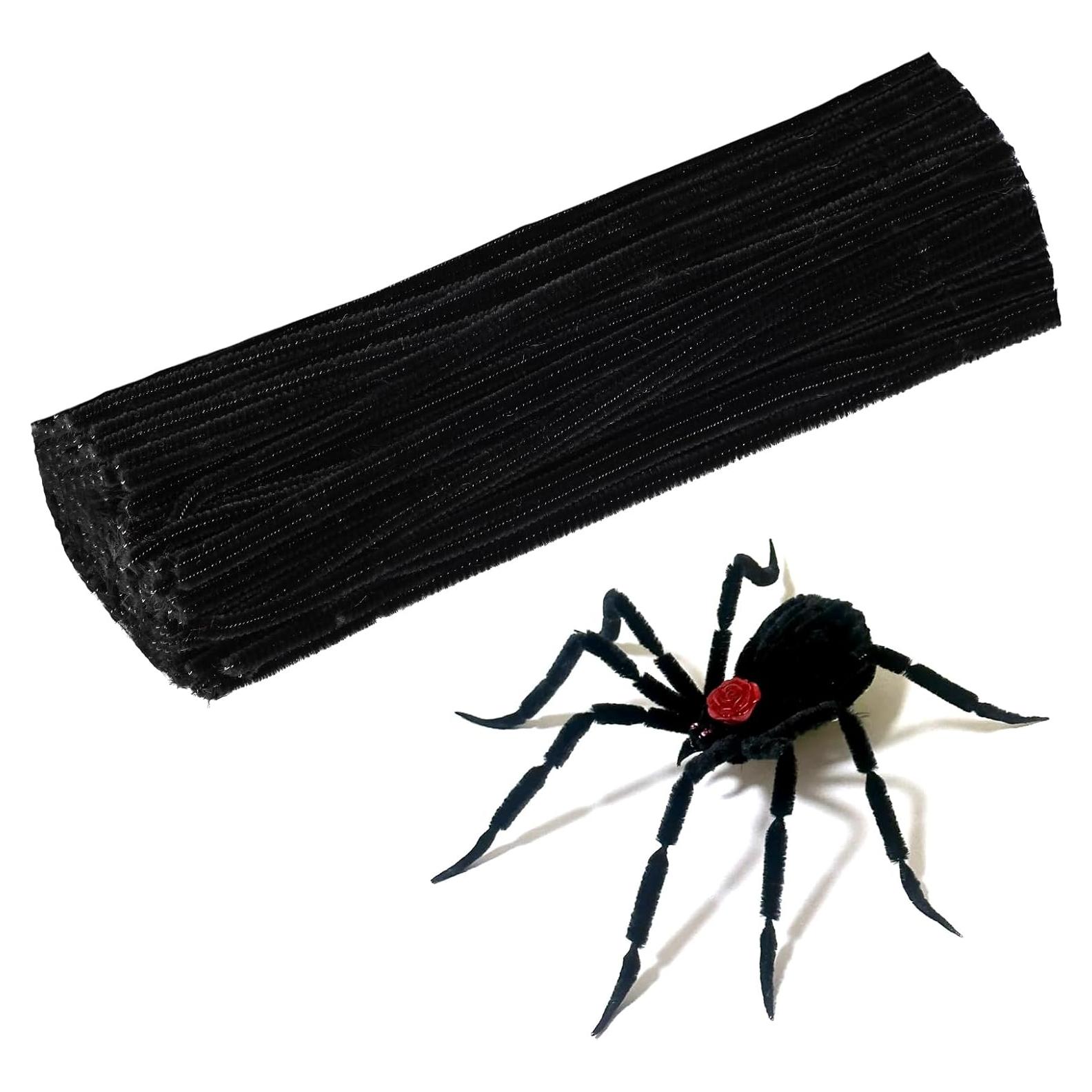 120 Limpiadores de Tubos Chenille Negros Kdafio 30cm Manualidades