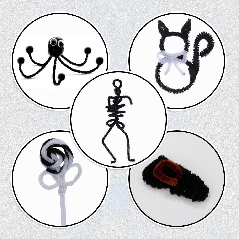 120 Limpiadores de Tubos Chenille Negros Kdafio 30cm Manualidades