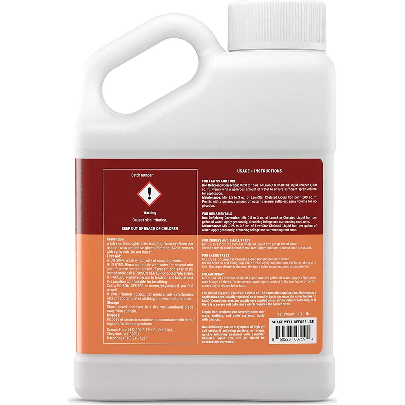 Hierro Líquido Quelado LawnStar 1 Galón - Multiusos para Plantas