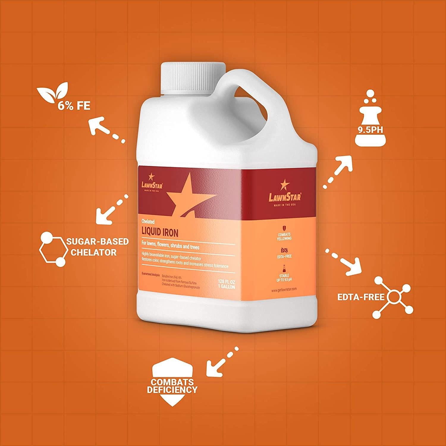 Hierro Líquido Quelado LawnStar 1 Galón - Multiusos para Plantas