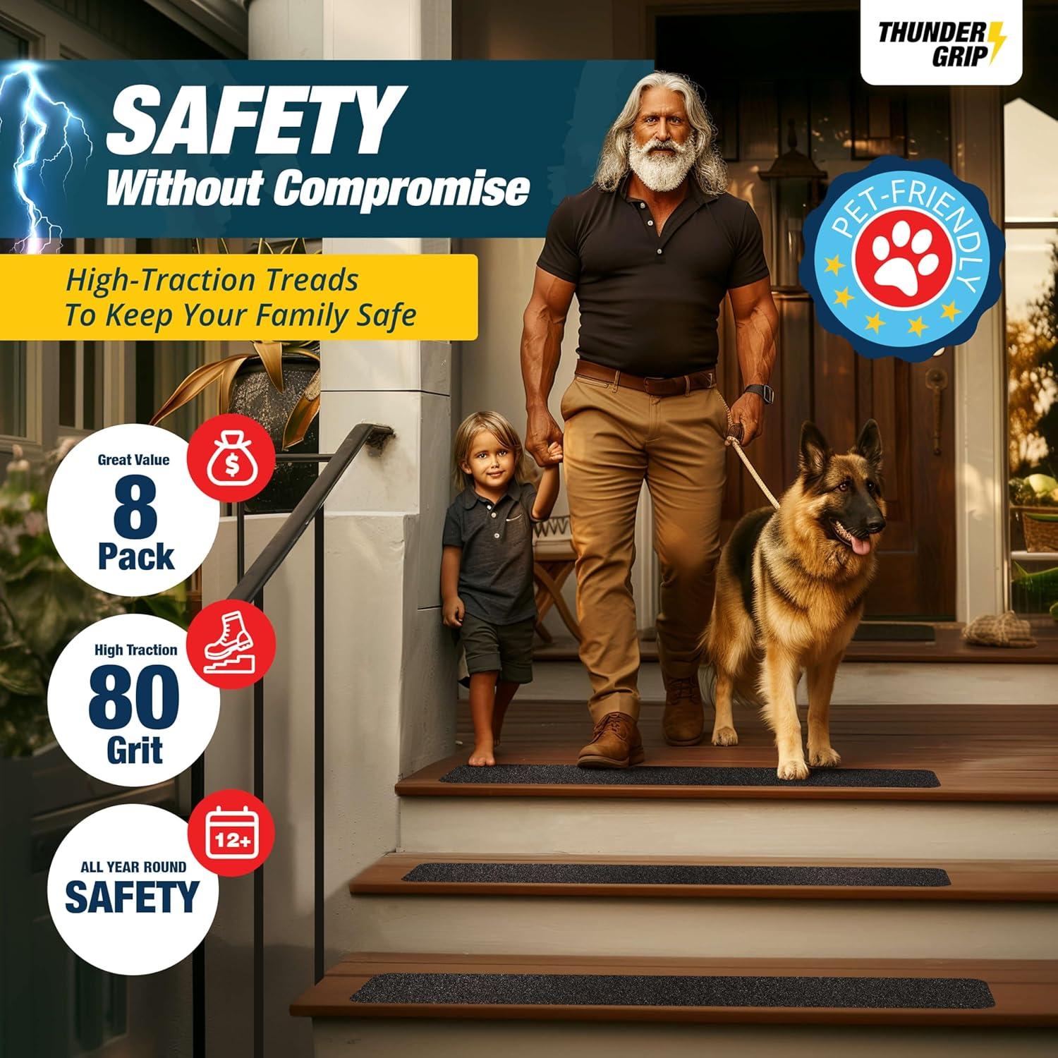 Peldaños Antideslizantes Thunder Grip 61 cm x 10 cm - Paquete de 8