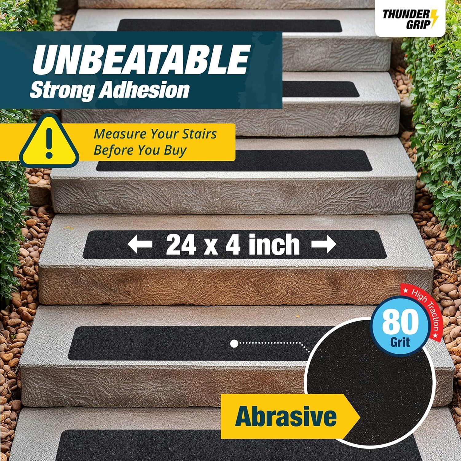 Peldaños Antideslizantes Thunder Grip 61 cm x 10 cm - Paquete de 8