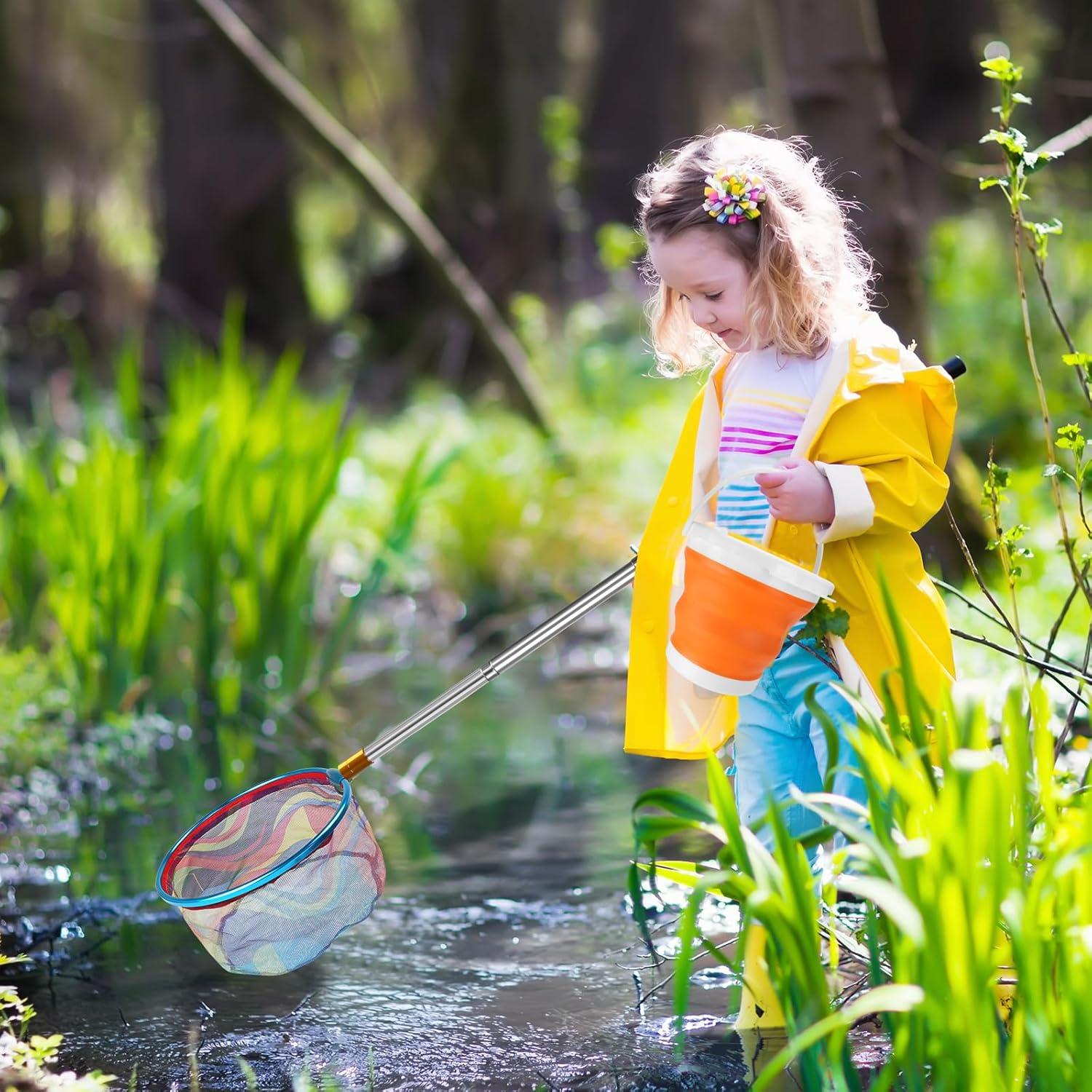 Red de Pesca Telescópica MultiOutools con Cubo Plegable - 2 Piezas