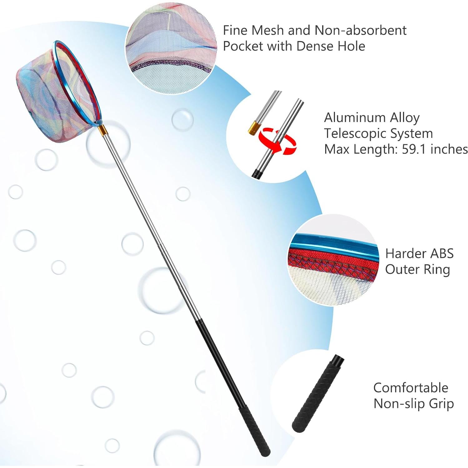 Red de Pesca Telescópica MultiOutools con Cubo Plegable - 2 Piezas