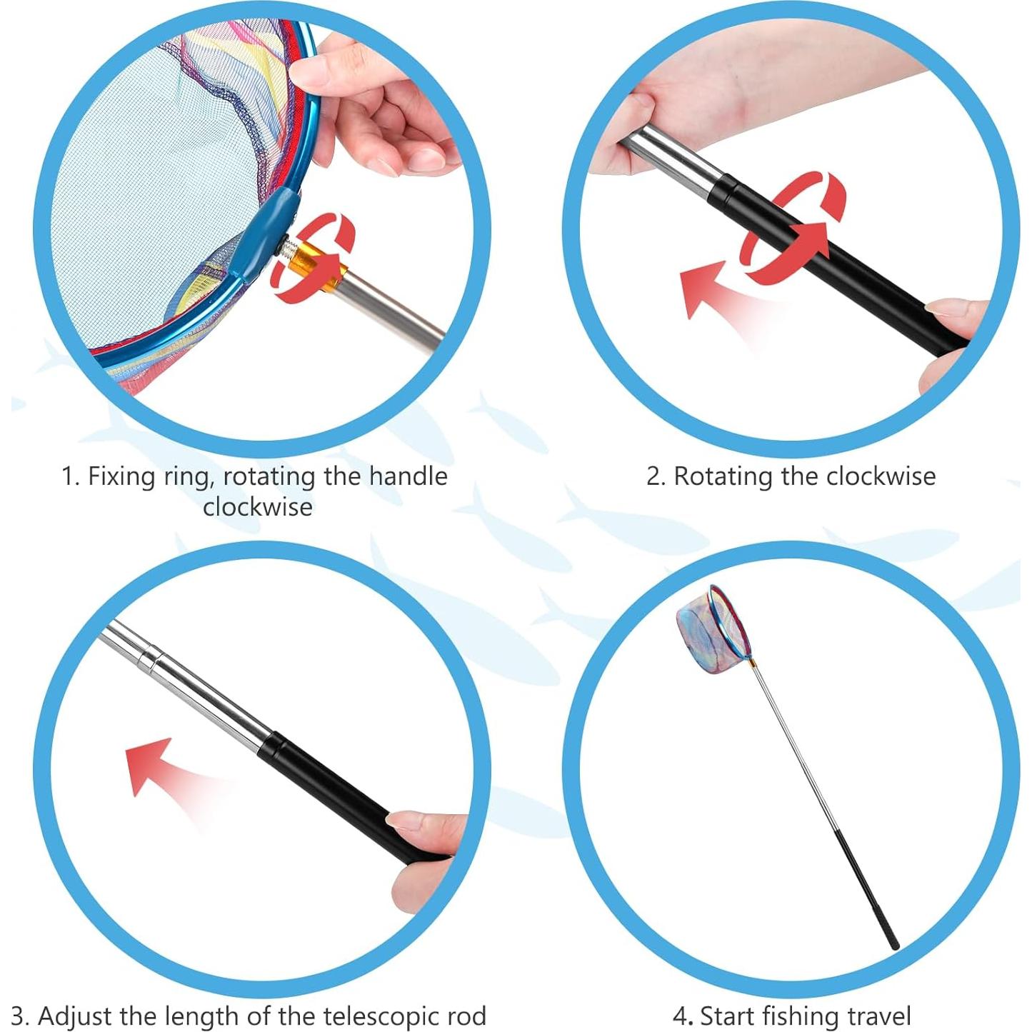 Red de Pesca Telescópica MultiOutools con Cubo Plegable - 2 Piezas
