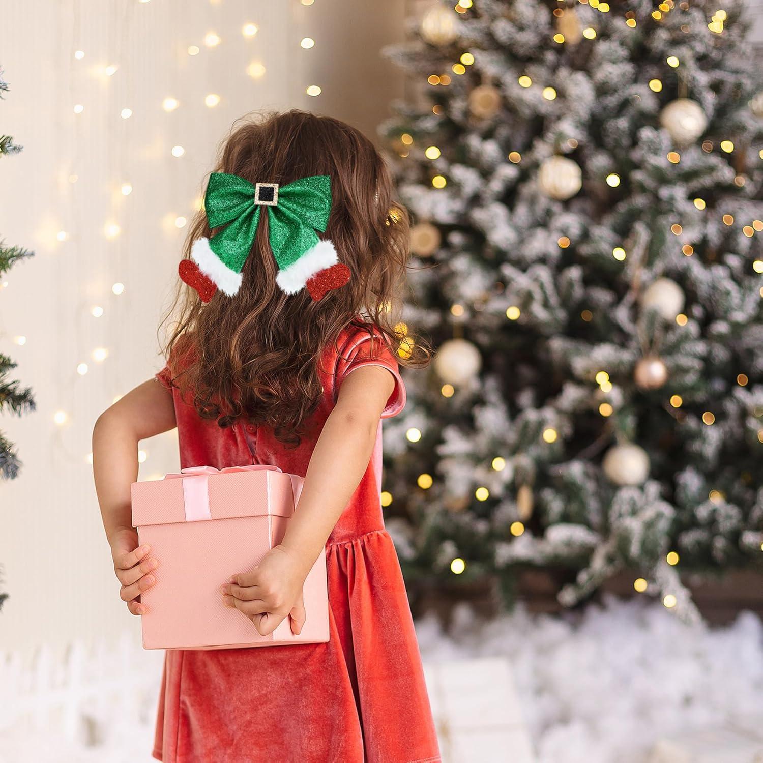 Lazo de Pelo Navideño Brillante Beleki Verde y Rojo