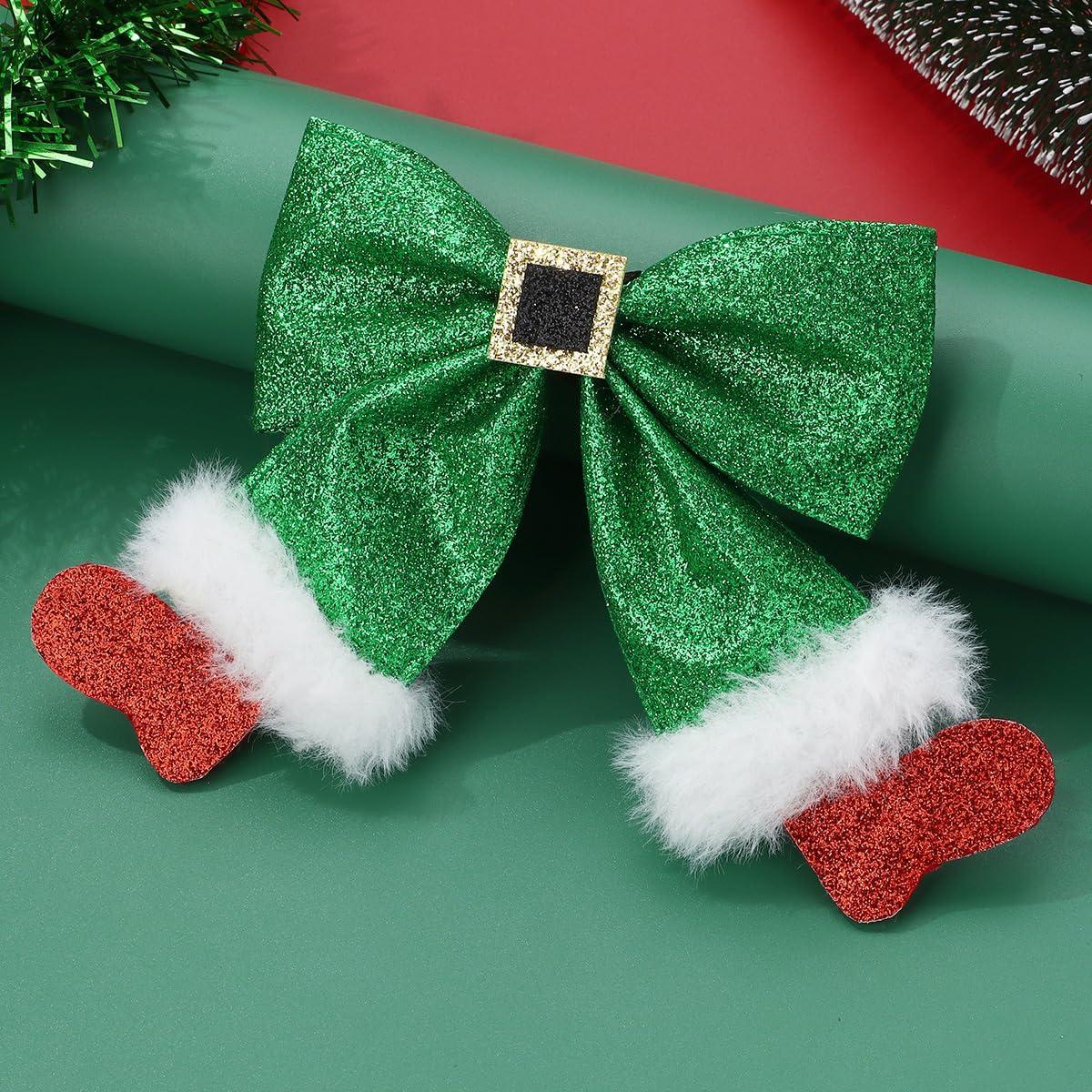 Lazo de Pelo Navideño Brillante Beleki Verde y Rojo