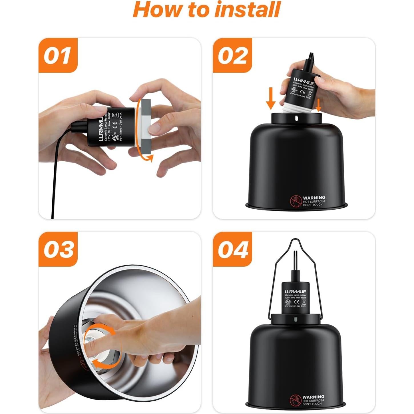 Paquete de 2 lámparas de calor LURMMUE 5.5" con abrazadera