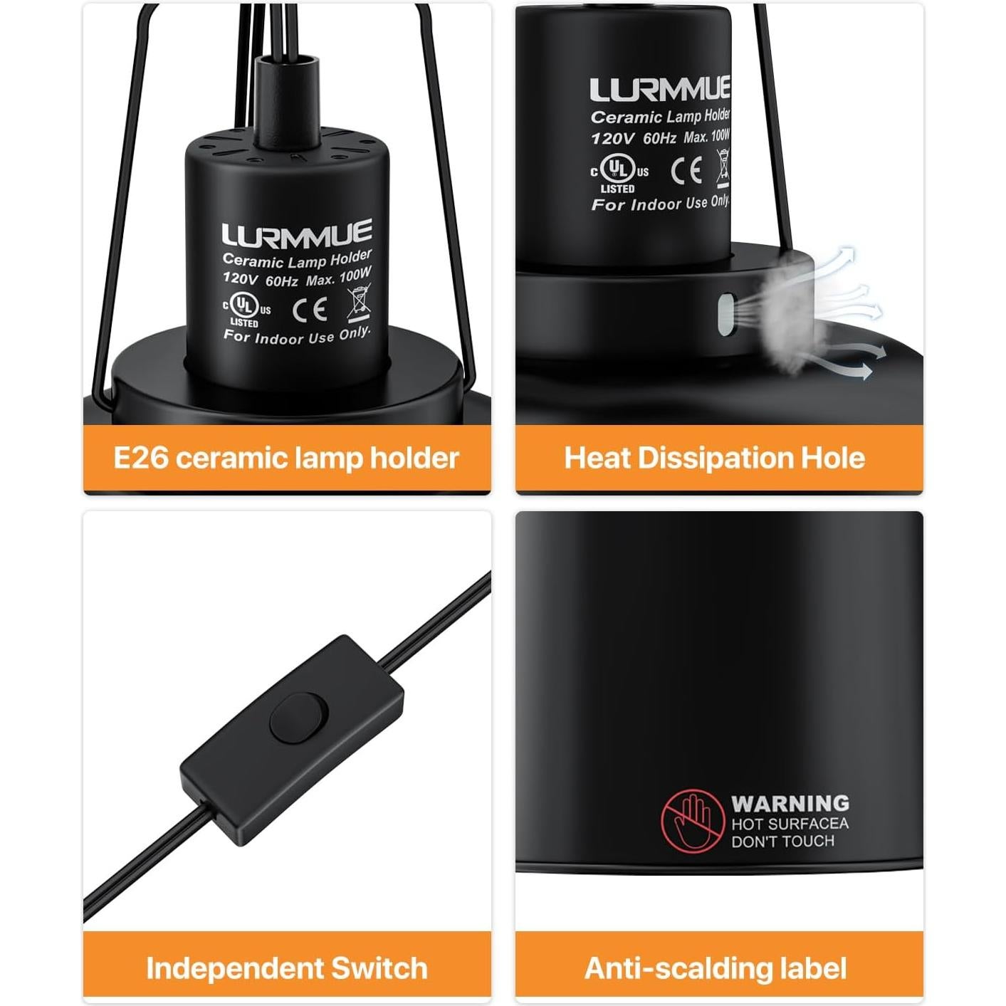 Paquete de 2 lámparas de calor LURMMUE 5.5" con abrazadera