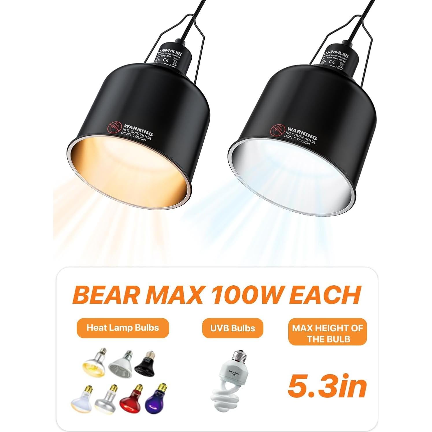 Paquete de 2 lámparas de calor LURMMUE 5.5" con abrazadera