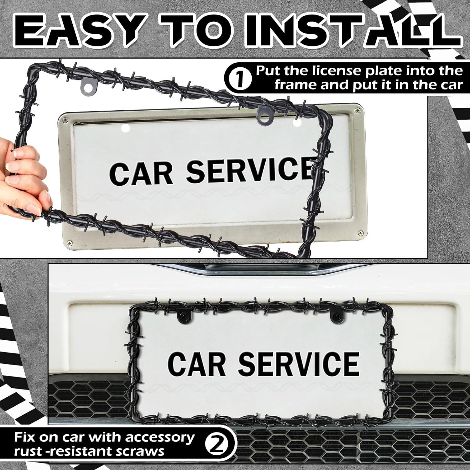 2 Marcos de Placa de Licencia Universal MorningRo Negro