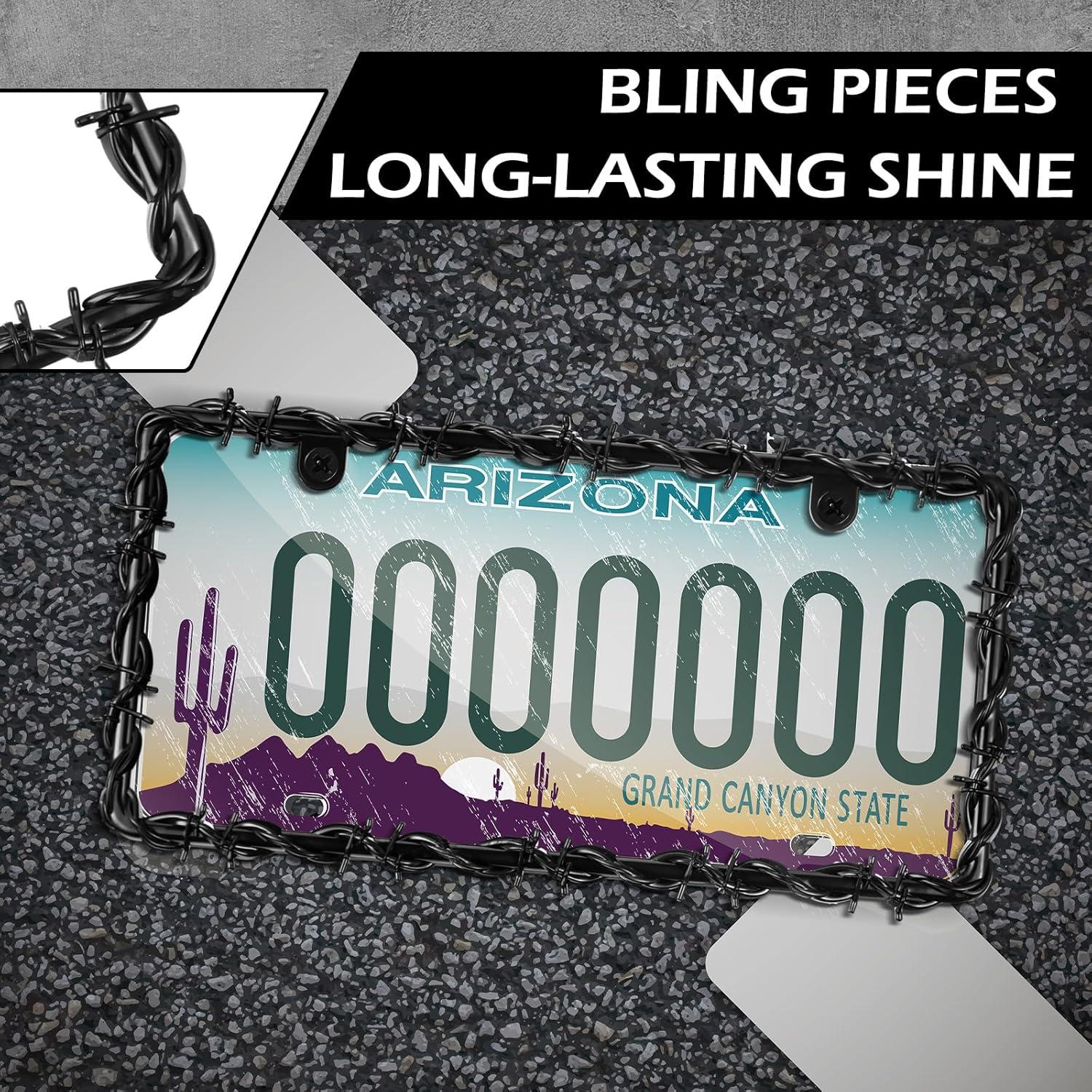 2 Marcos de Placa de Licencia Universal MorningRo Negro