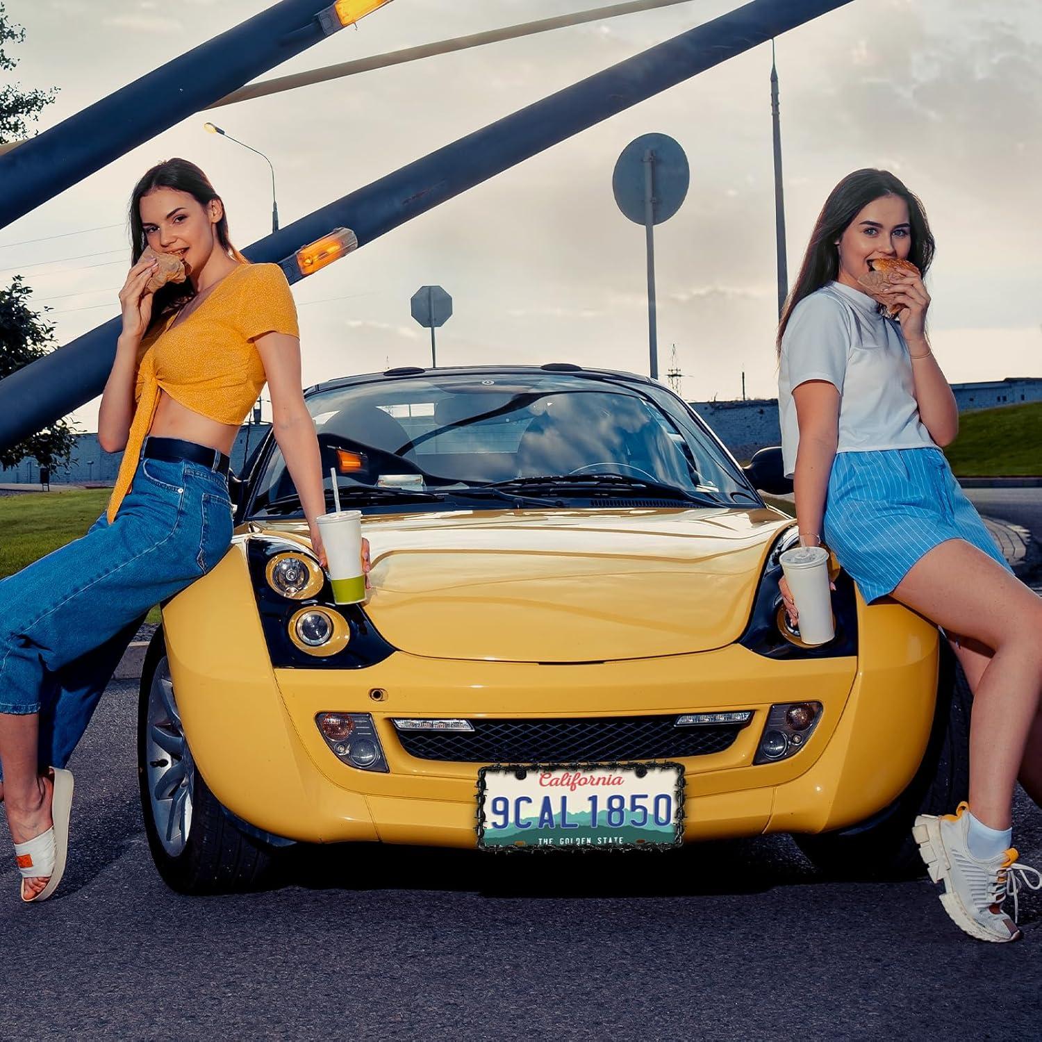 2 Marcos de Placa de Licencia Universal MorningRo Negro