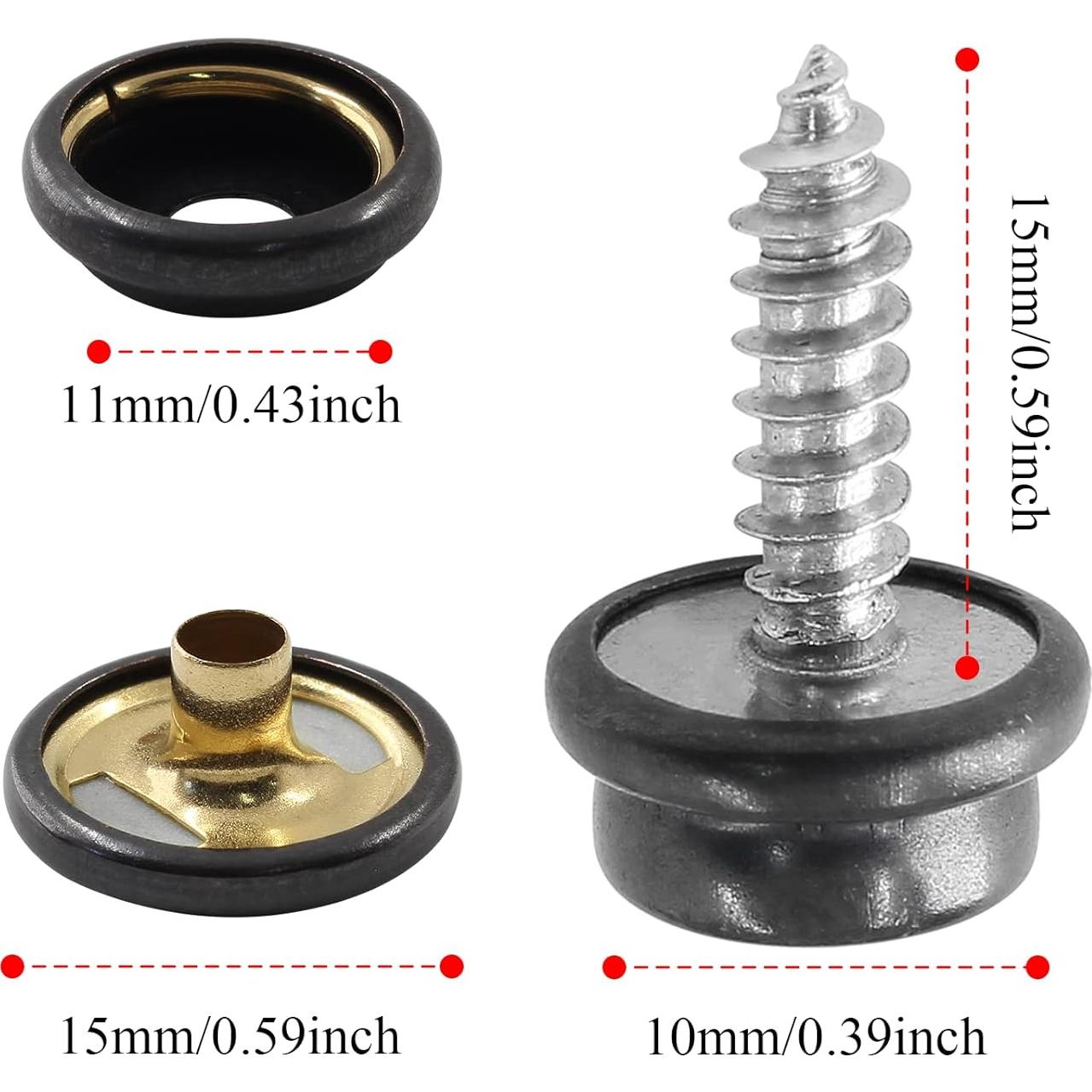 Kit 90 Tornillos de Acero Inoxidable Moicstiy 15mm Negro