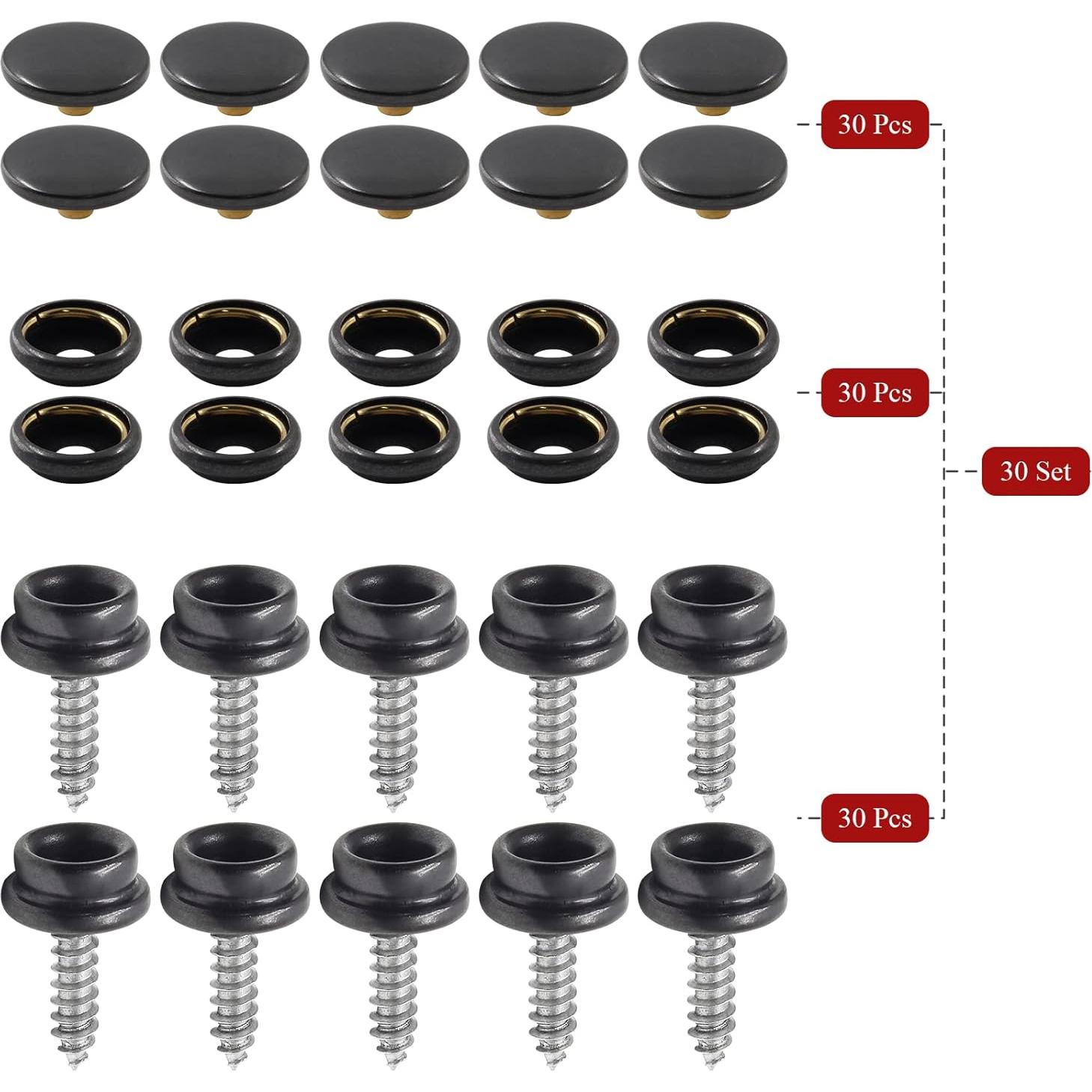 Kit 90 Tornillos de Acero Inoxidable Moicstiy 15mm Negro
