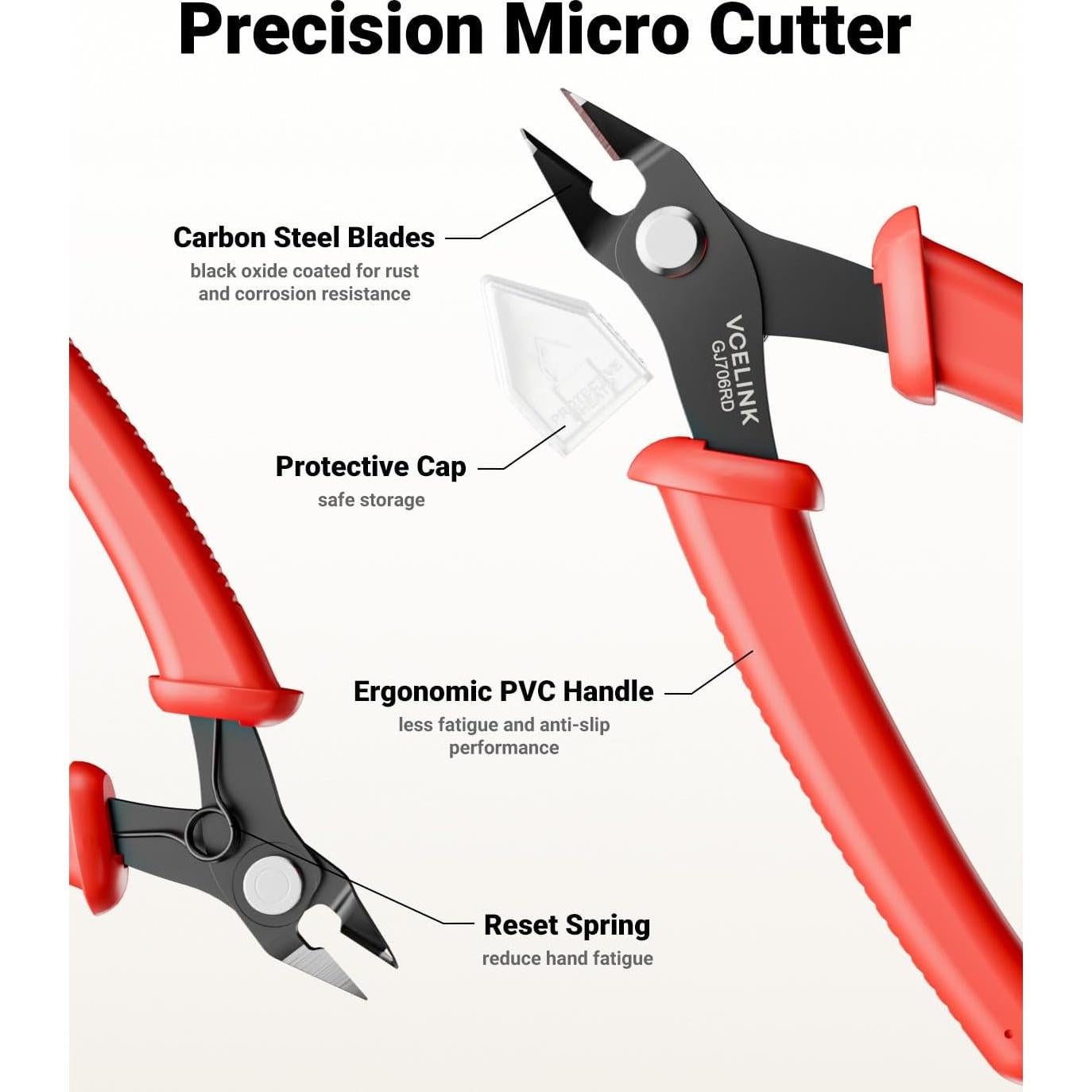 Cortador de Alambre VCELINK 5" Precisión Rojo para Joyería