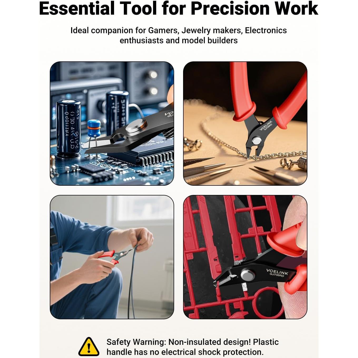 Cortador de Alambre VCELINK 5" Precisión Rojo para Joyería