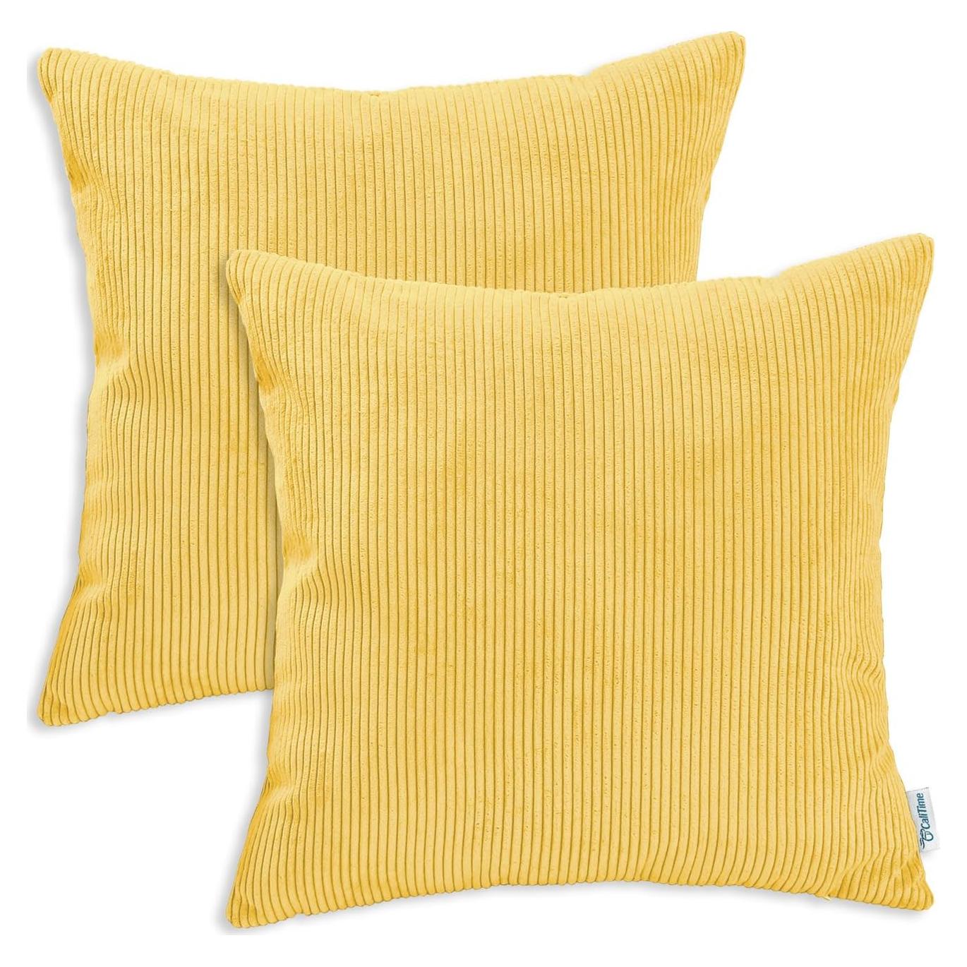 Fundas de Cojín CaliTime Pack 2 Cuadradas 45x45 cm Amarillo