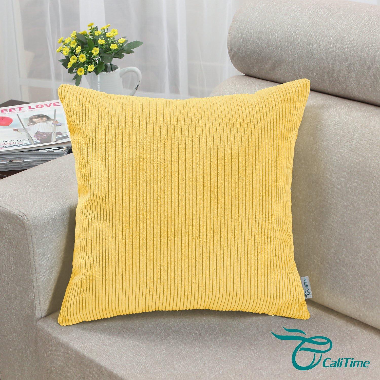 Fundas de Cojín CaliTime Pack 2 Cuadradas 45x45 cm Amarillo