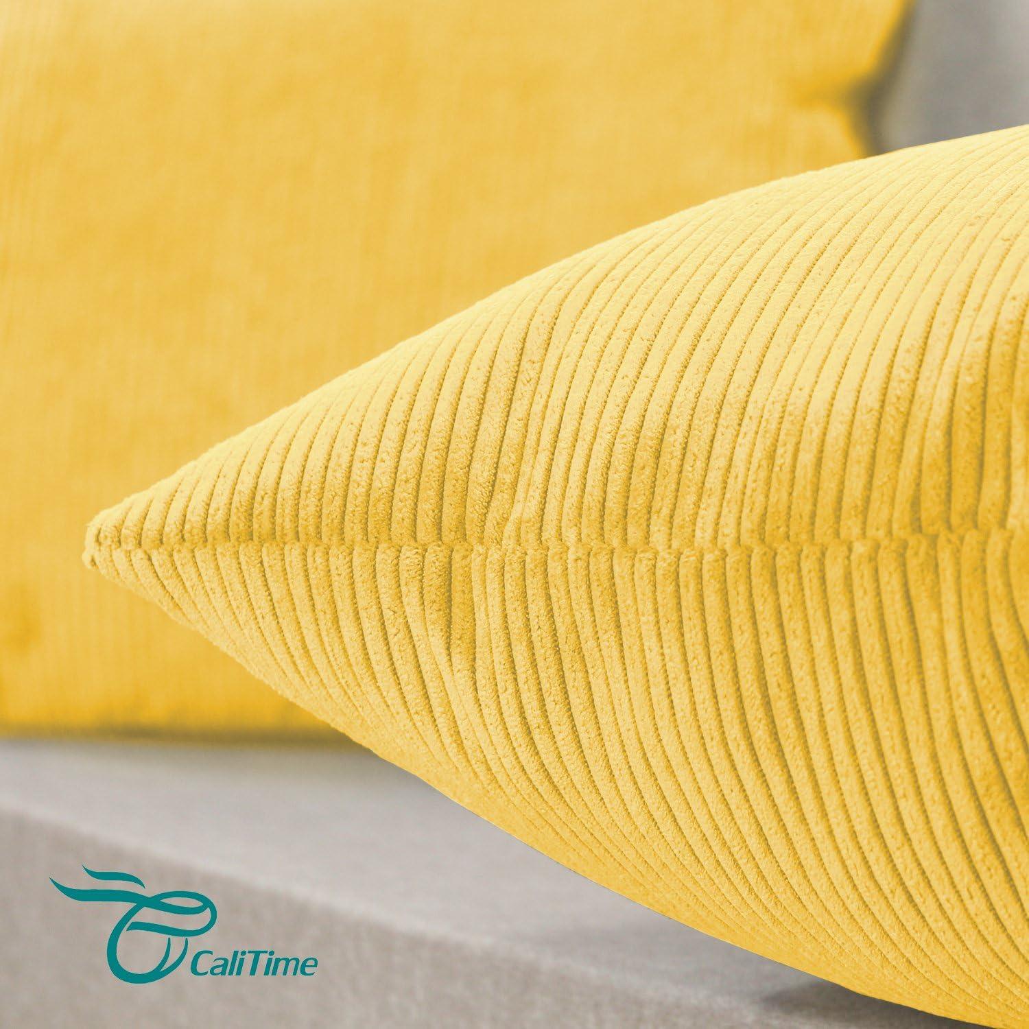 Fundas de Cojín CaliTime Pack 2 Cuadradas 45x45 cm Amarillo