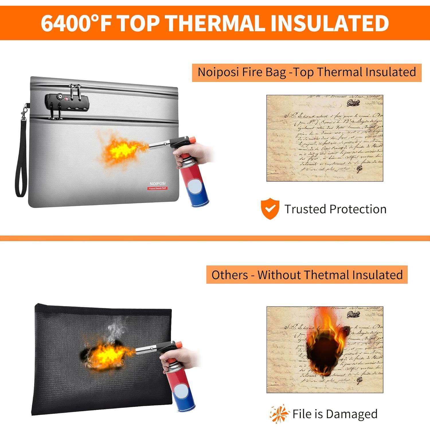 Bolsa Ignífuga Noiposi F05 12 Capas 32x24 cm Plata