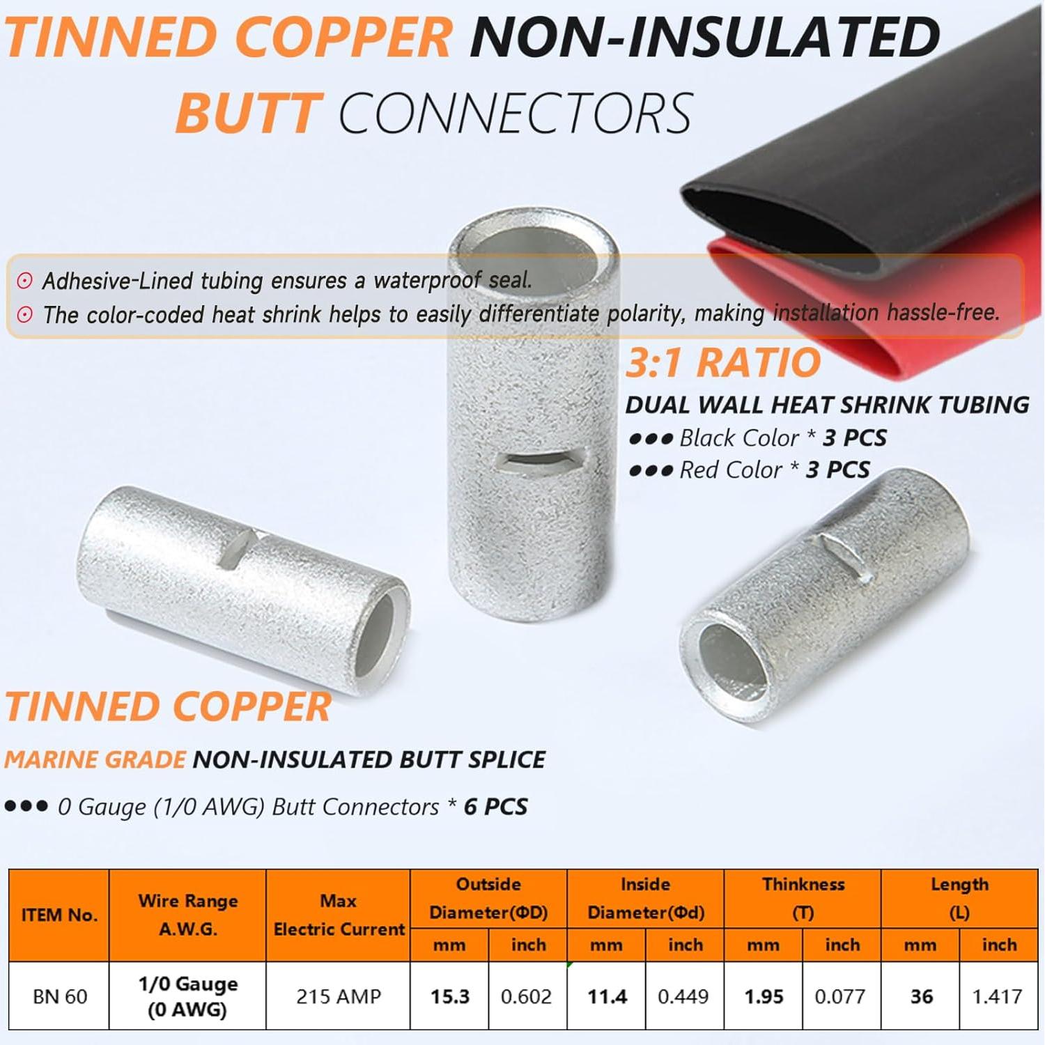 Conectores de Empalme SVAAR 1/0 AWG Cobre Estaño 6 Piezas