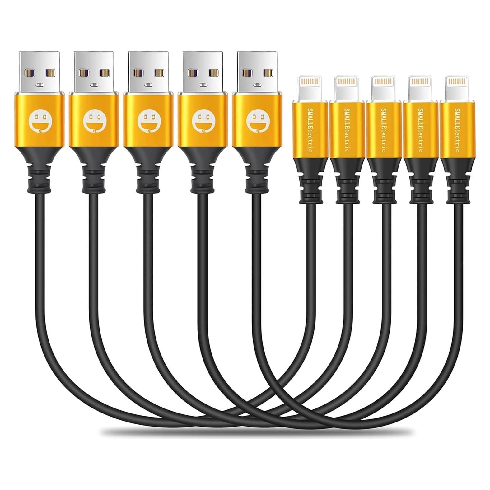 Paquete de 5 Cables Lightning SMALLElectric 30.48 cm Dorado