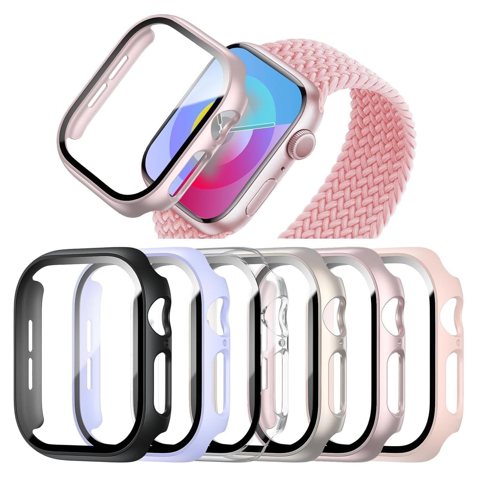 Paquete de 6 fundas BHARVEST para Apple Watch 10 42mm con vidrio templado