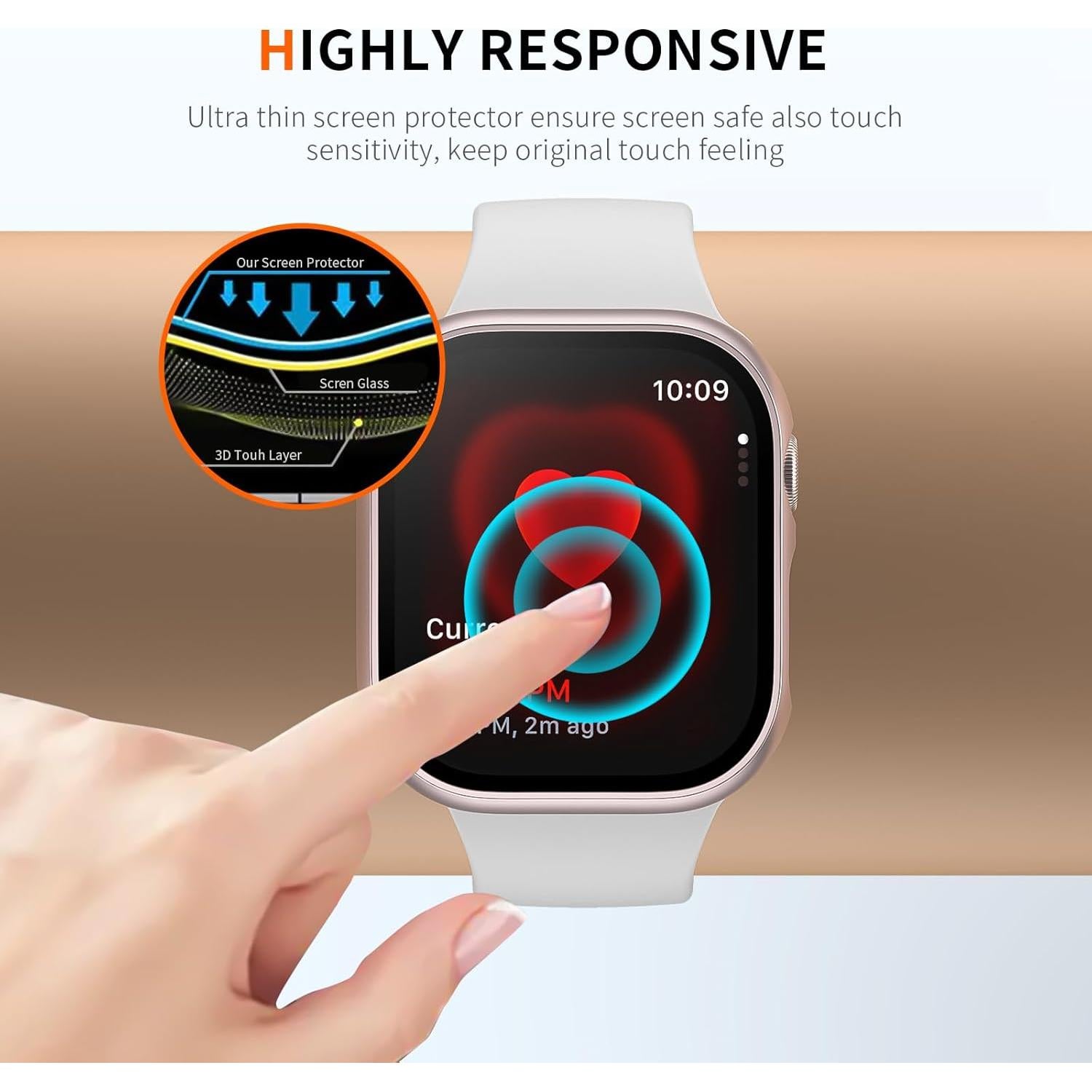 Paquete de 6 fundas BHARVEST para Apple Watch 10 42mm con vidrio templado