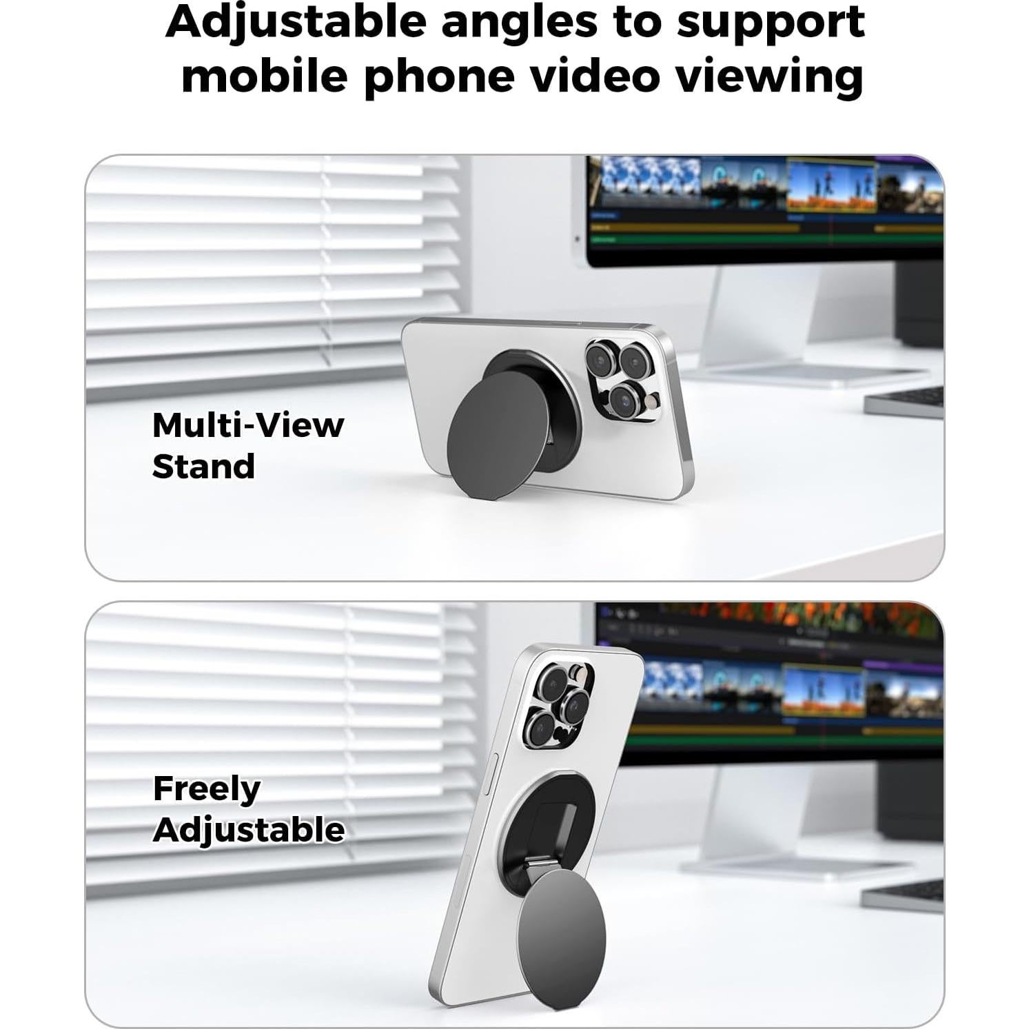 Soporte Magnético para Teléfono KERZEAT con Anillo Dedo - Metal Negro