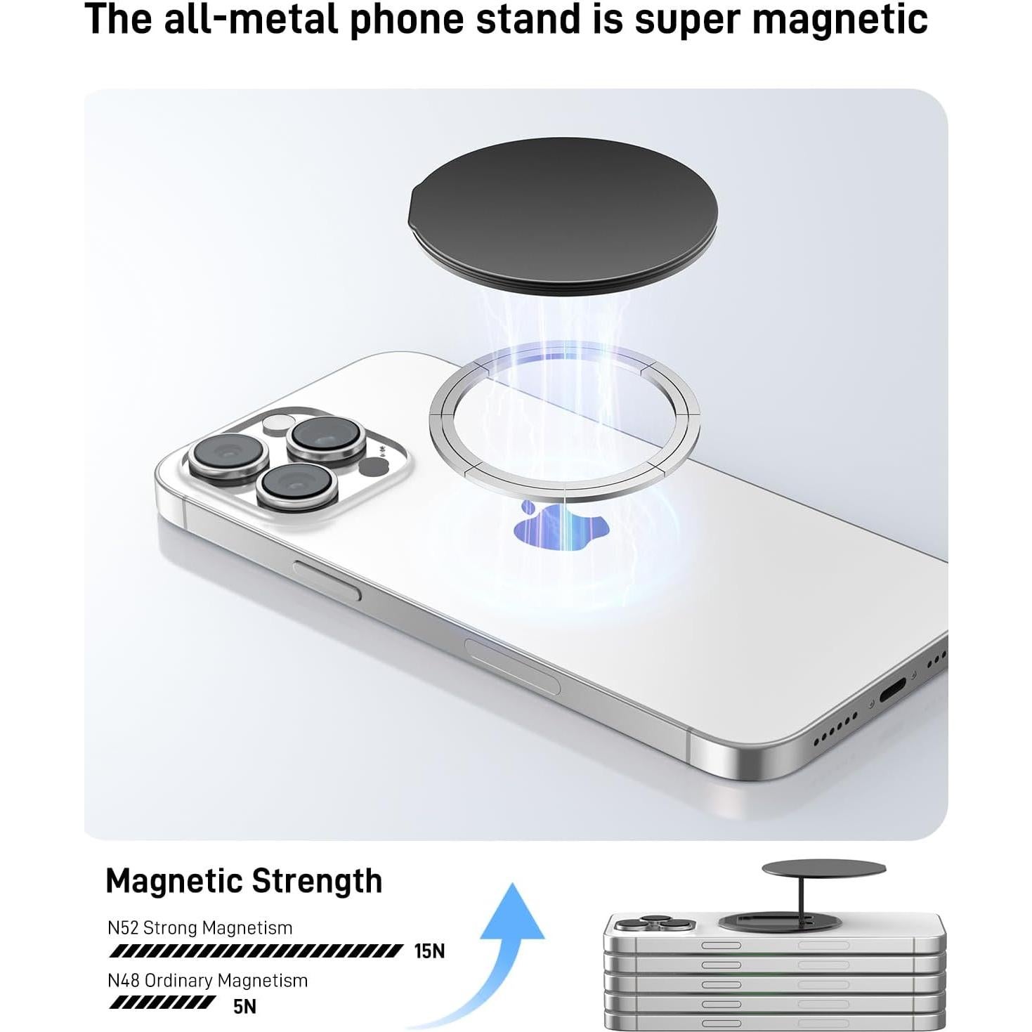 Soporte Magnético para Teléfono KERZEAT con Anillo Dedo - Metal Negro