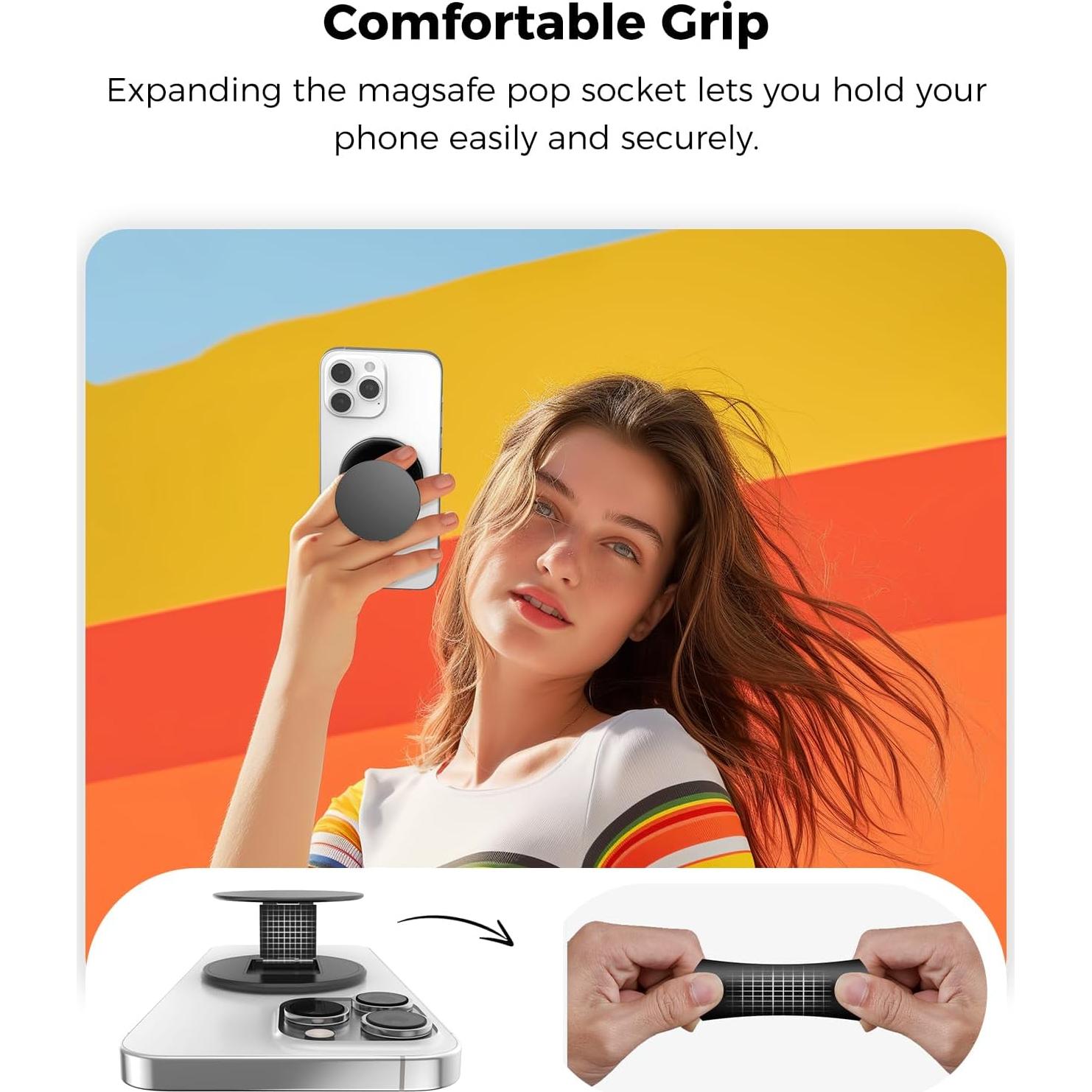 Soporte Magnético para Teléfono KERZEAT con Anillo Dedo - Metal Negro