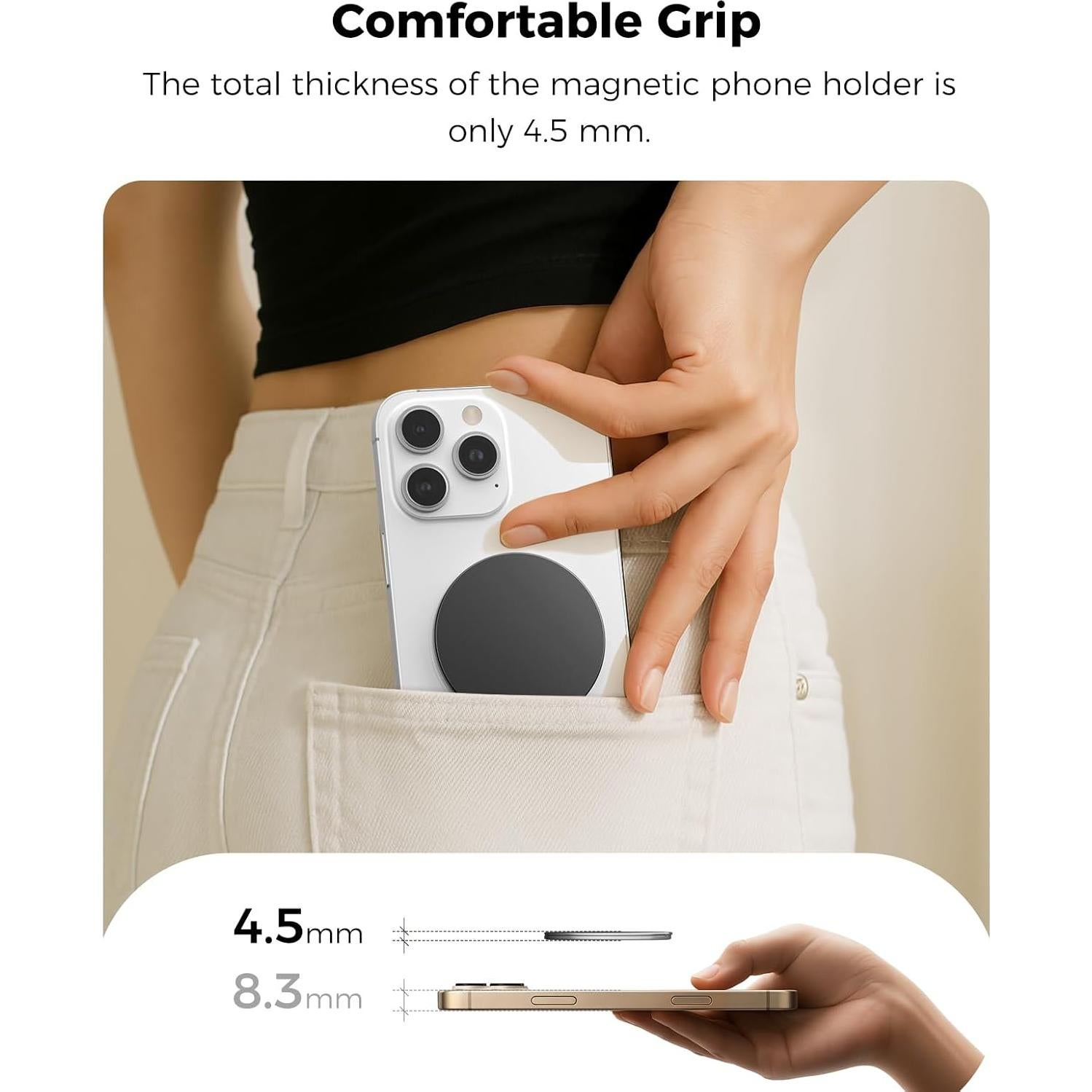 Soporte Magnético para Teléfono KERZEAT con Anillo Dedo - Metal Negro