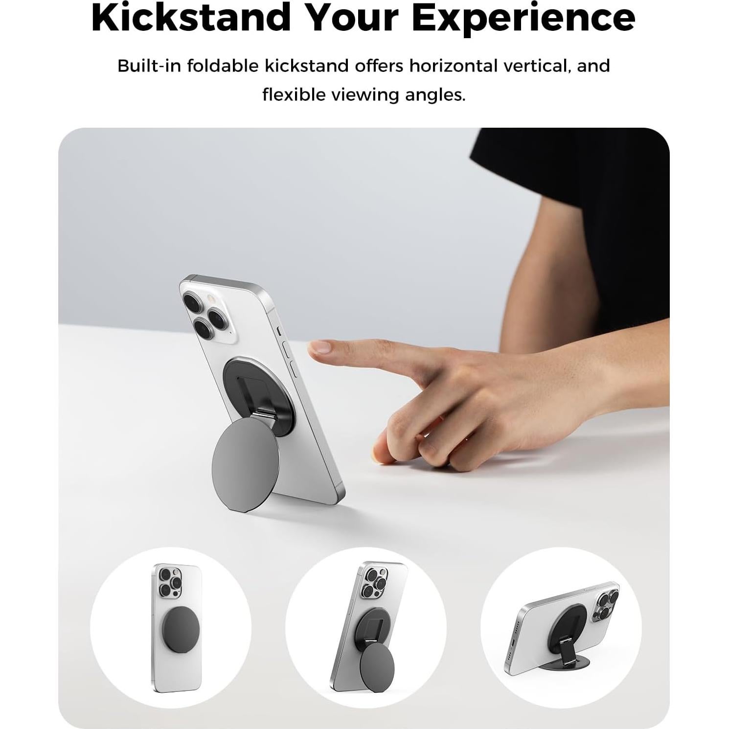 Soporte Magnético para Teléfono KERZEAT con Anillo Dedo - Metal Negro