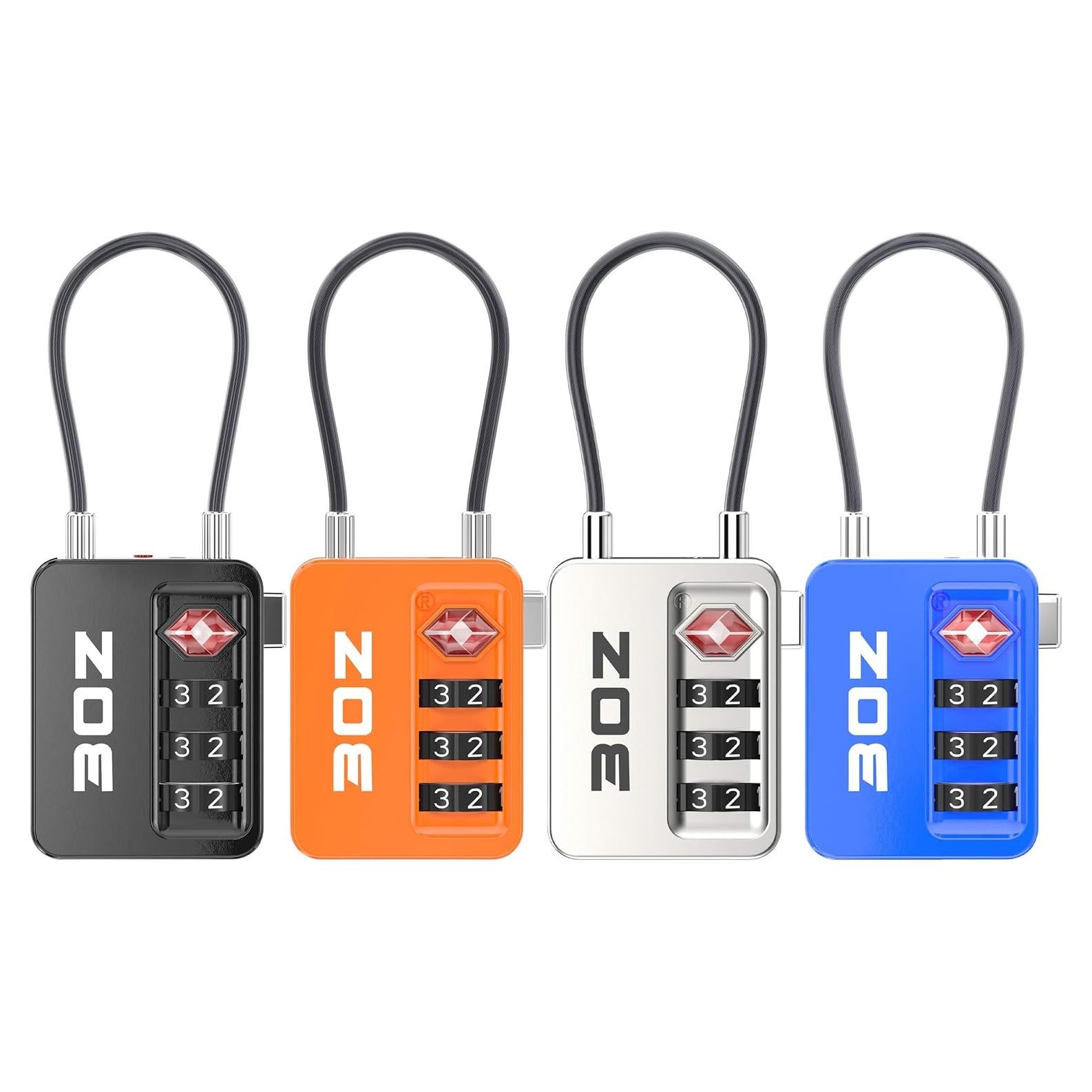 Candados de Cable de Equipaje 3OZ TSA 4 Piezas 348g