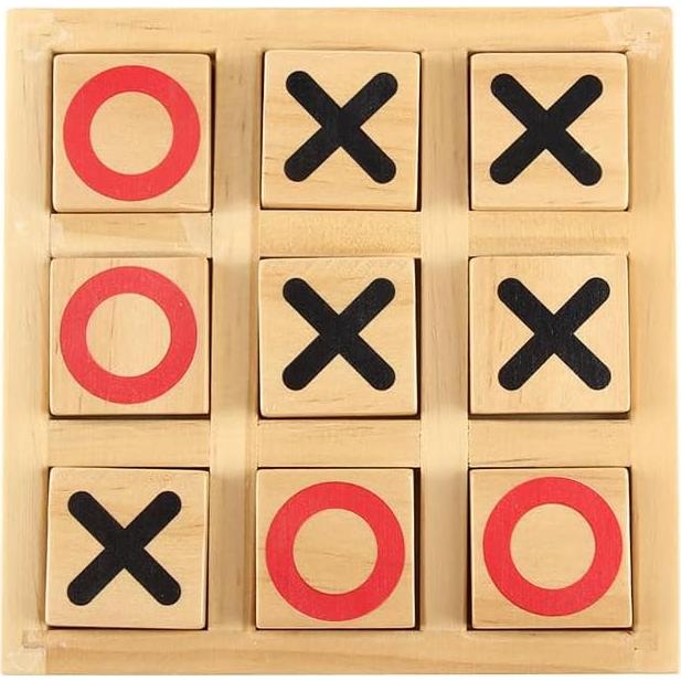 Juego de Tres en Raya de Madera - Tablero Portátil 15x15 cm