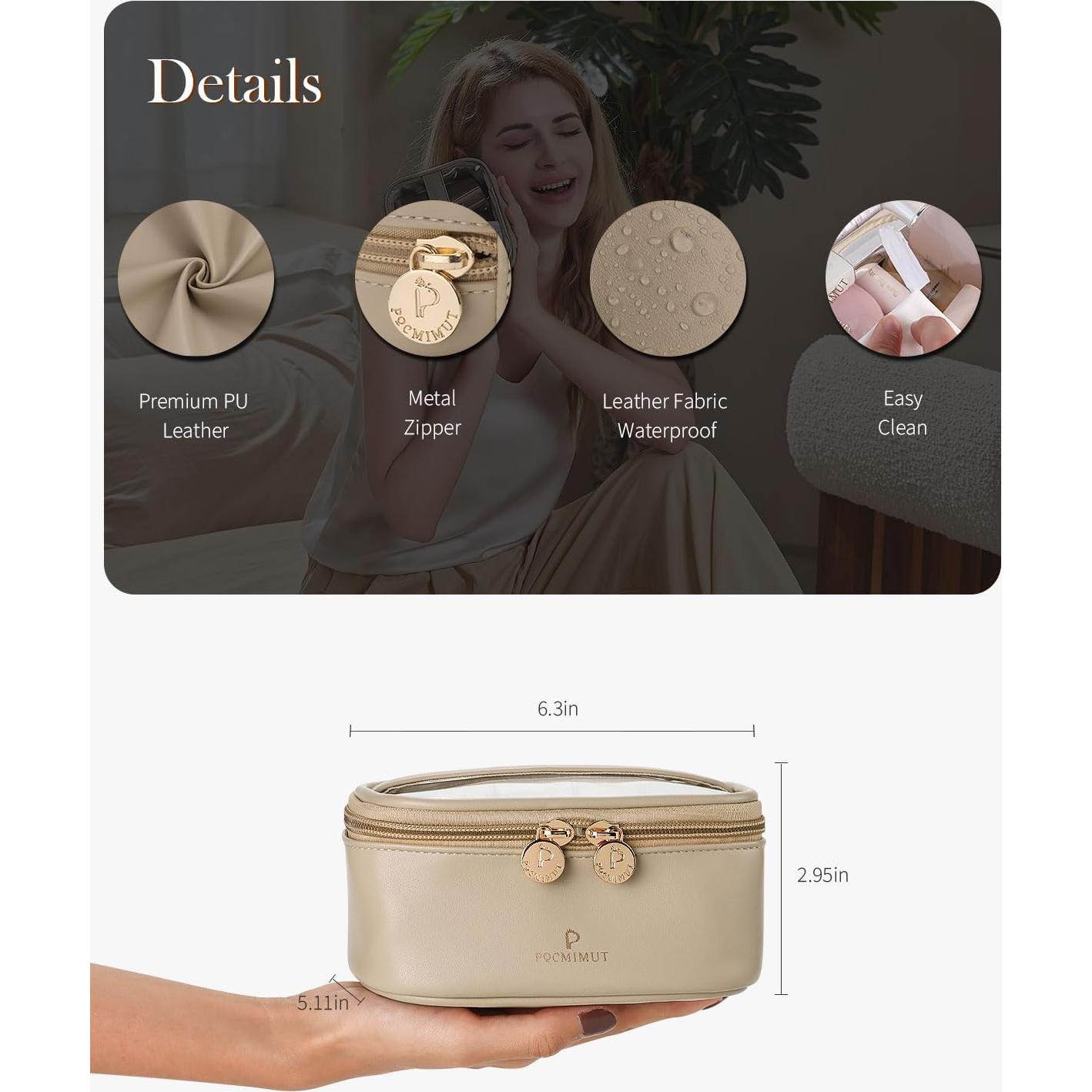 Bolsa de Maquillaje Pocmimut Transparente Pequeña Albaricoque