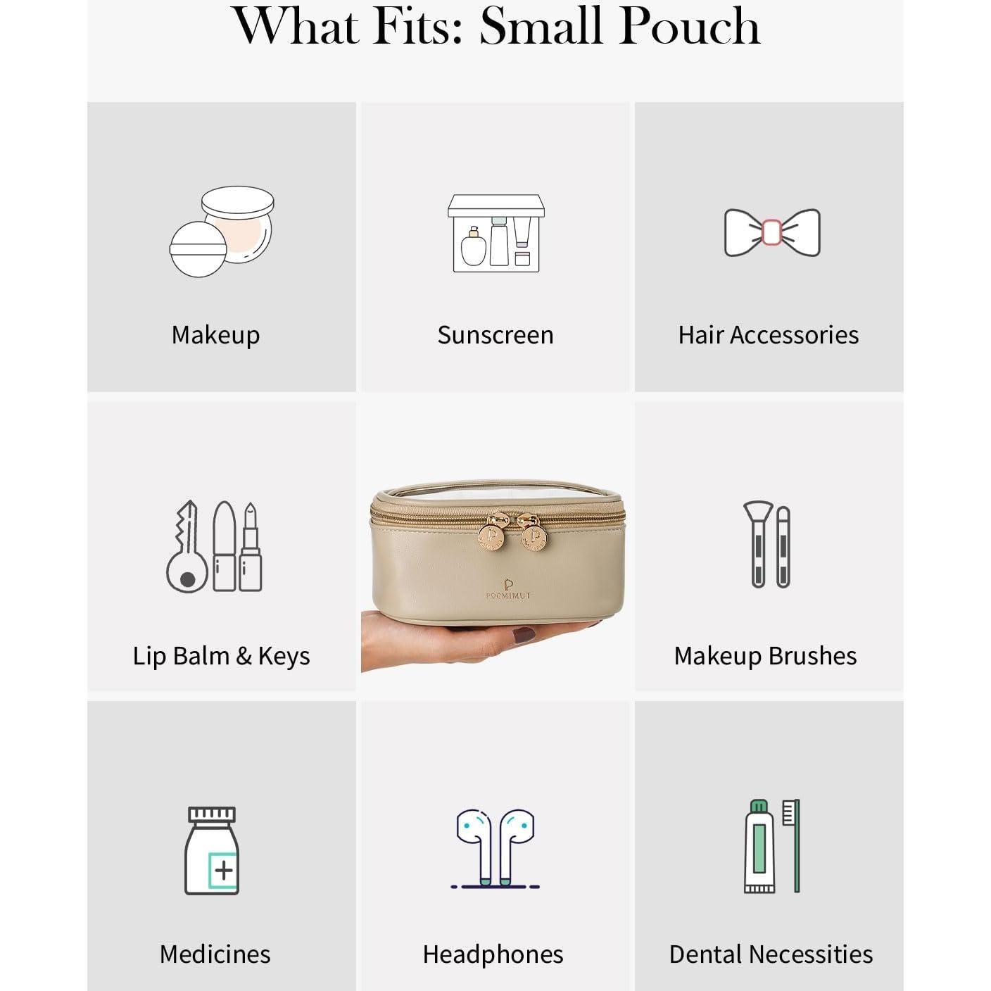 Bolsa de Maquillaje Pocmimut Transparente Pequeña Albaricoque