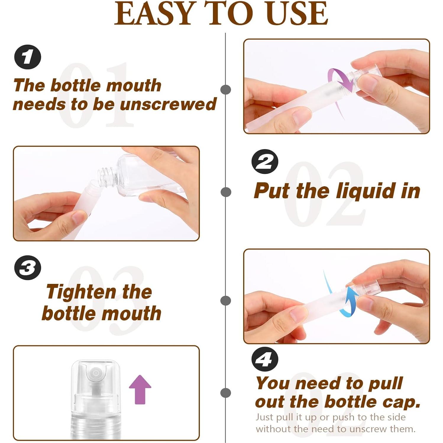 6 Botellas de Spray Rellenables Mozeat Lens 10ml Portátiles