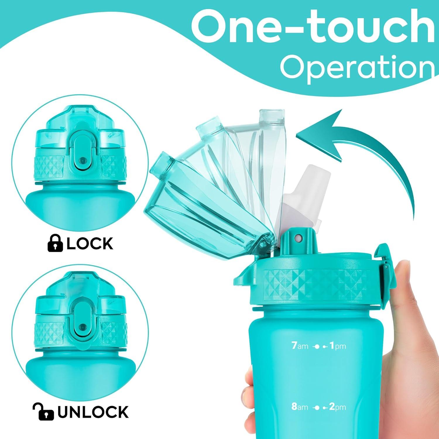 Botella de Agua Oldley para Niños 0.44 L con Popote Menta