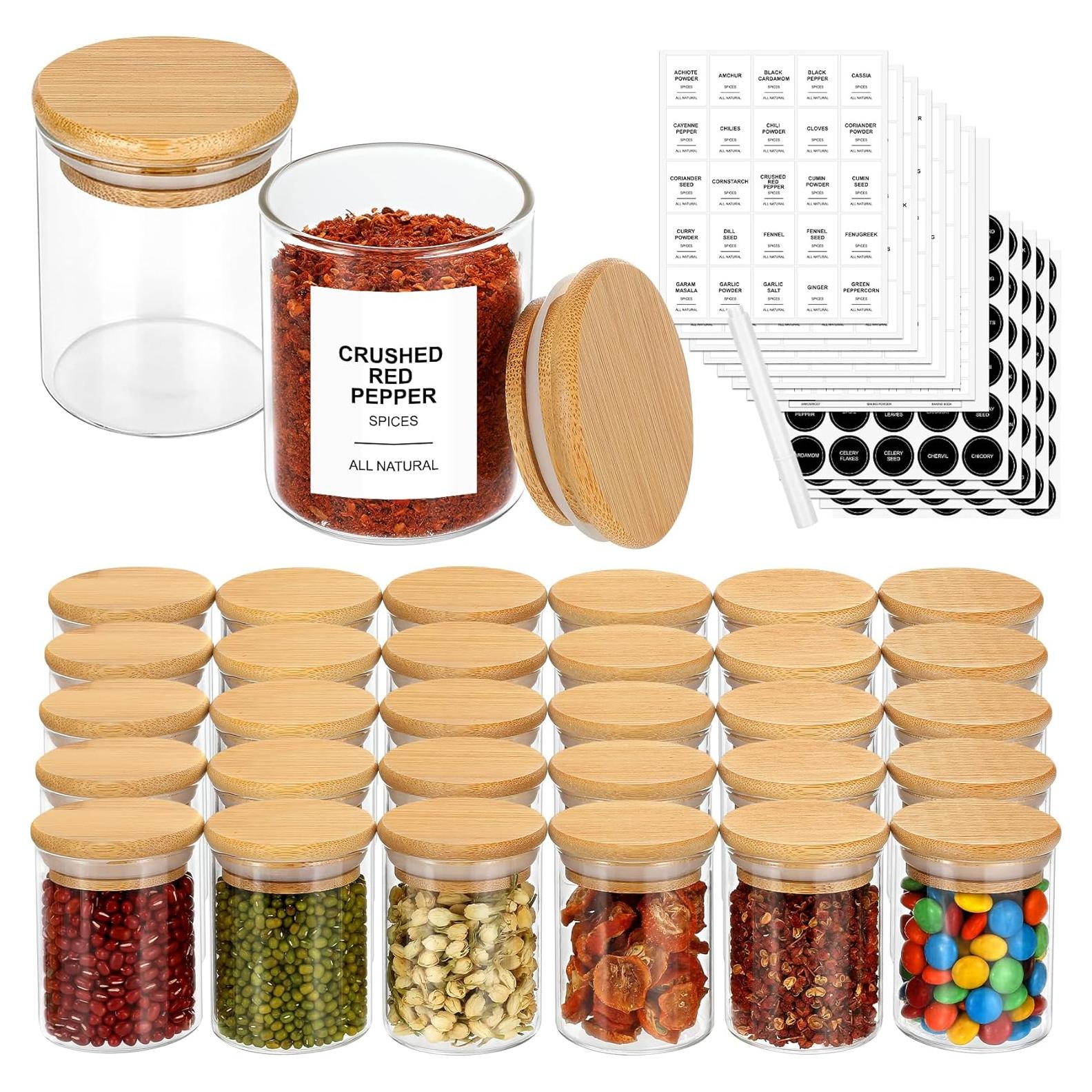 Frascos de Especias EgticHome 110ml con Tapas de Bambú - 10 Pcs