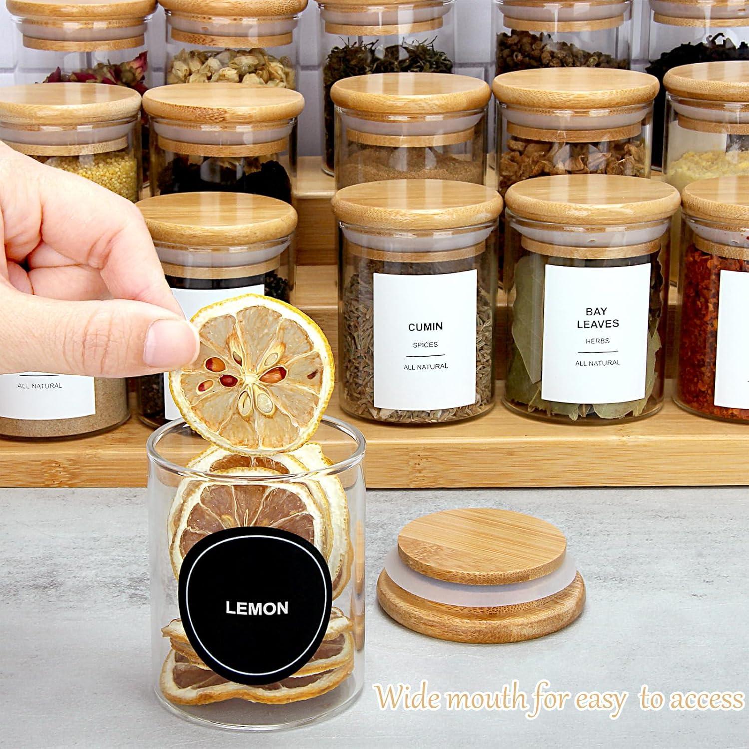 Frascos de Especias EgticHome 110ml con Tapas de Bambú - 10 Pcs