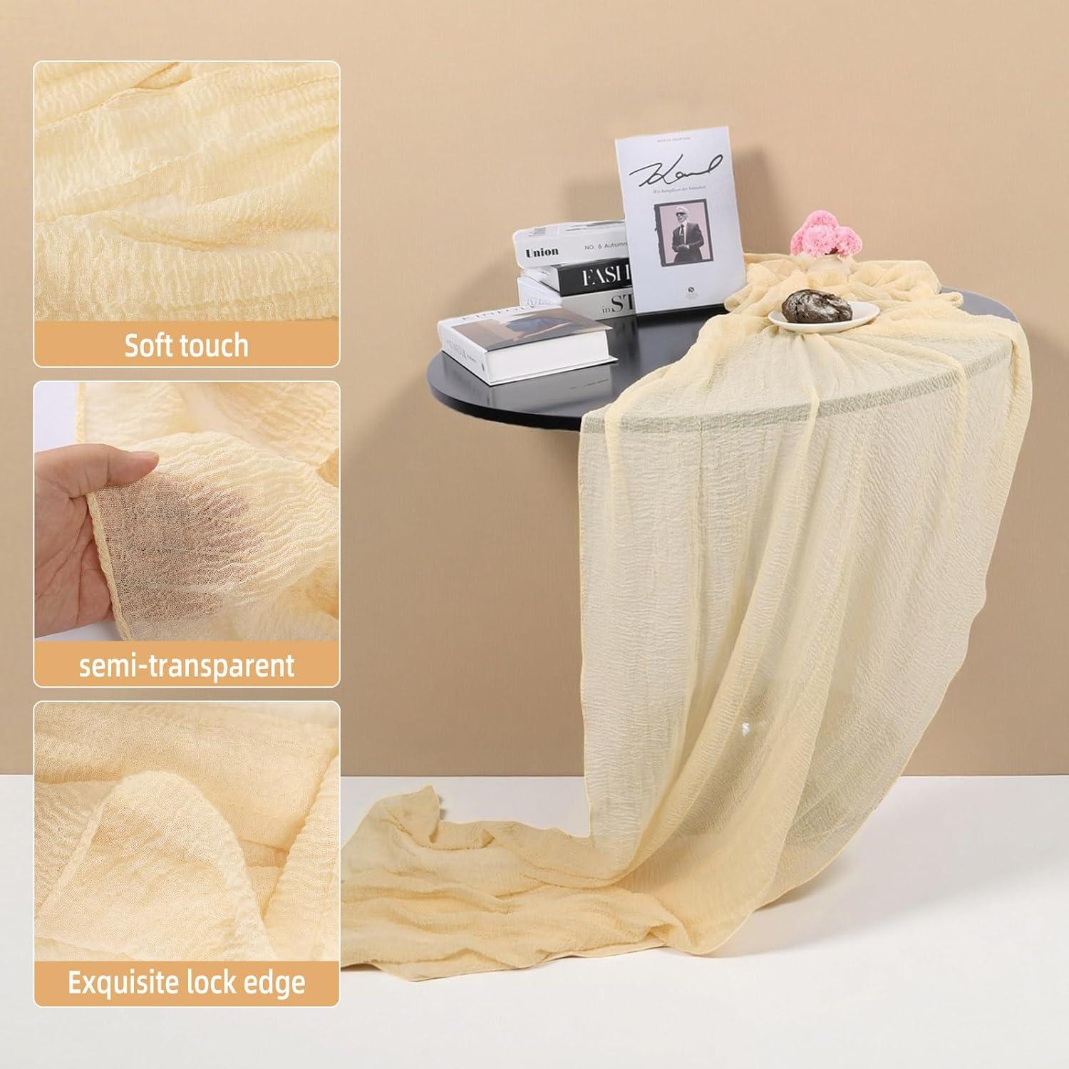 Corredor de Mesa de Gasa Beige 89x305 cm Blissource 6 Piezas