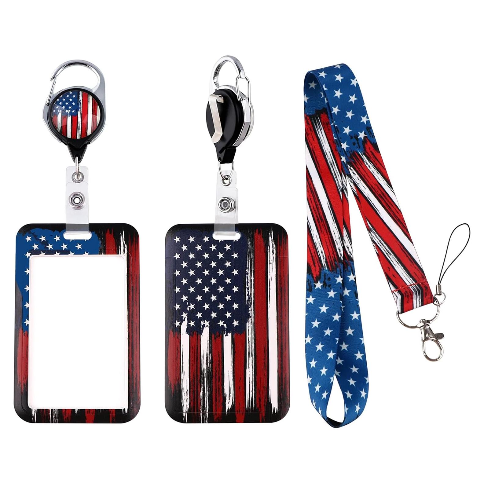 Cinta para Llaves Retráctil Moxunmo Bandera Americana 49 cm