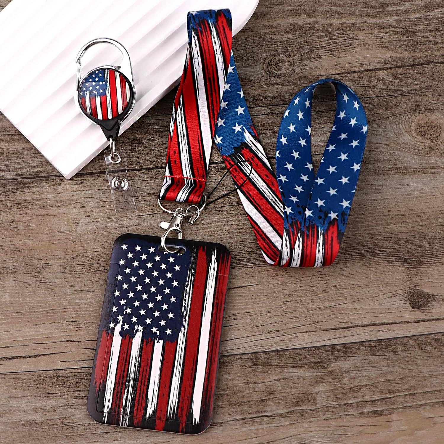 Cinta para Llaves Retráctil Moxunmo Bandera Americana 49 cm