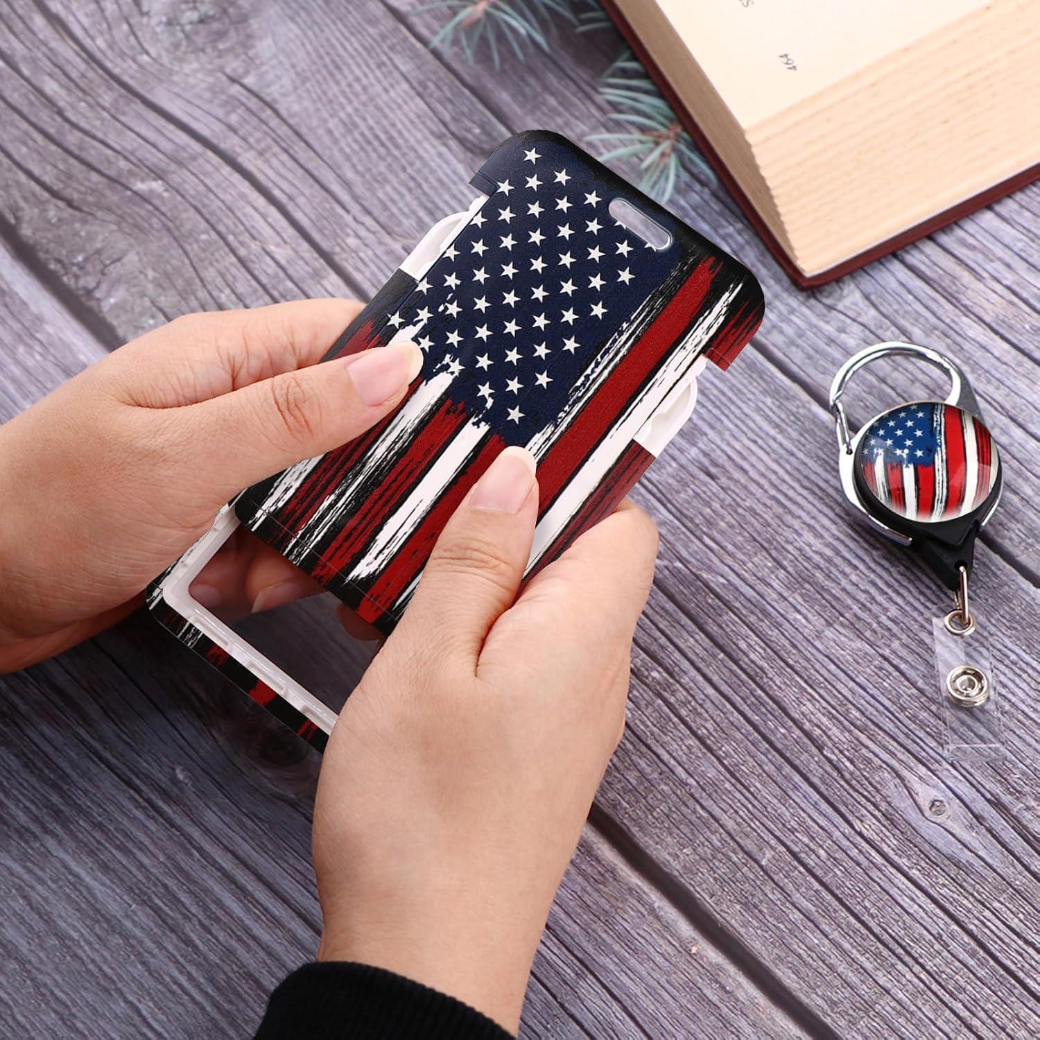 Cinta para Llaves Retráctil Moxunmo Bandera Americana 49 cm