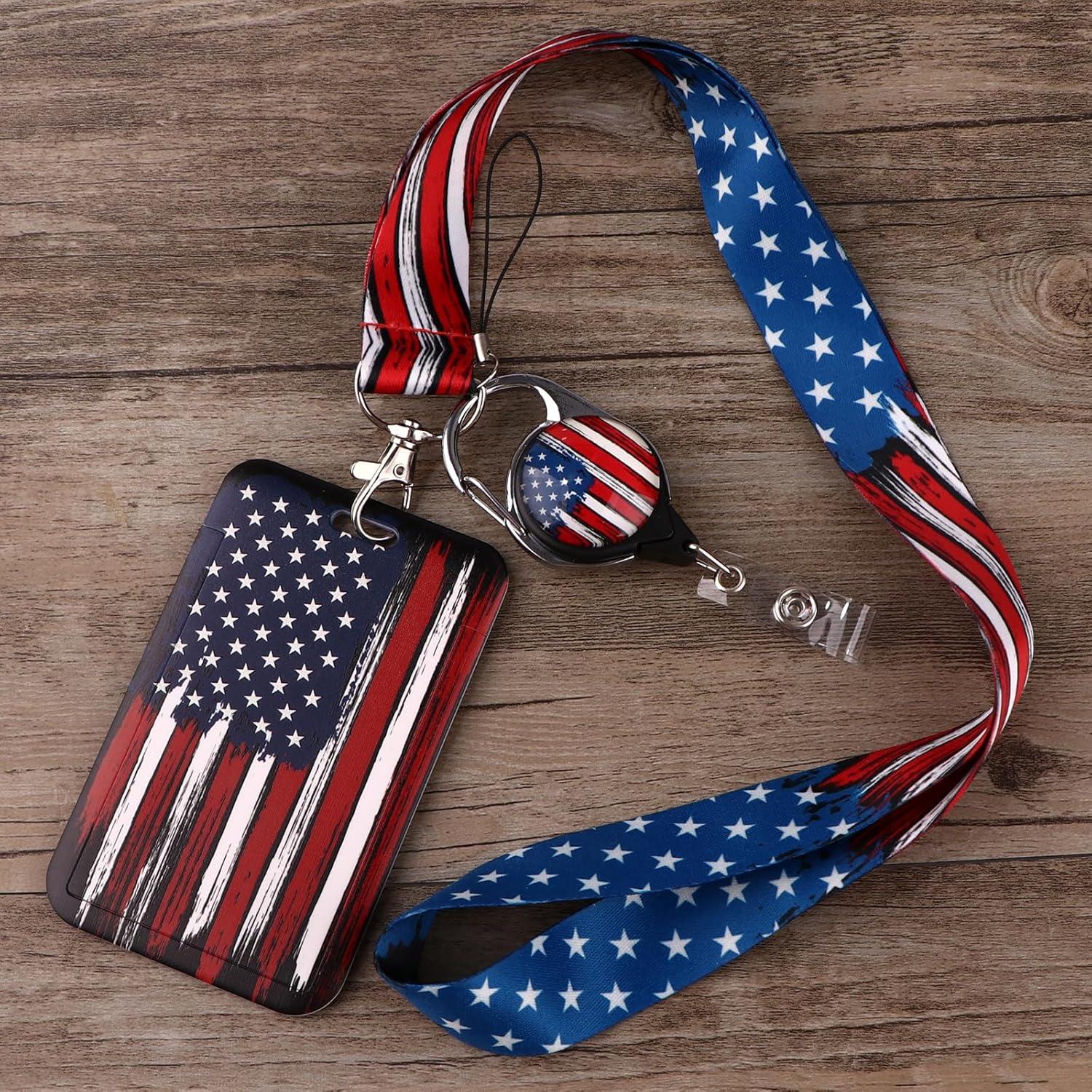 Cinta para Llaves Retráctil Moxunmo Bandera Americana 49 cm