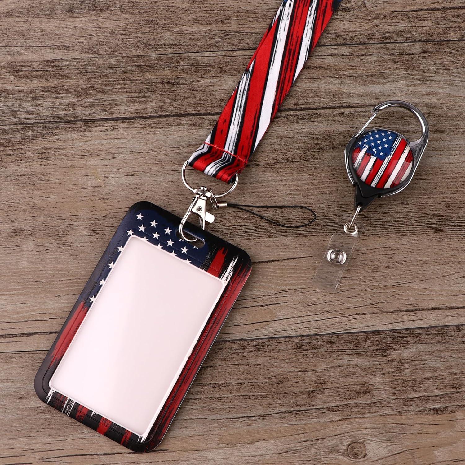 Cinta para Llaves Retráctil Moxunmo Bandera Americana 49 cm