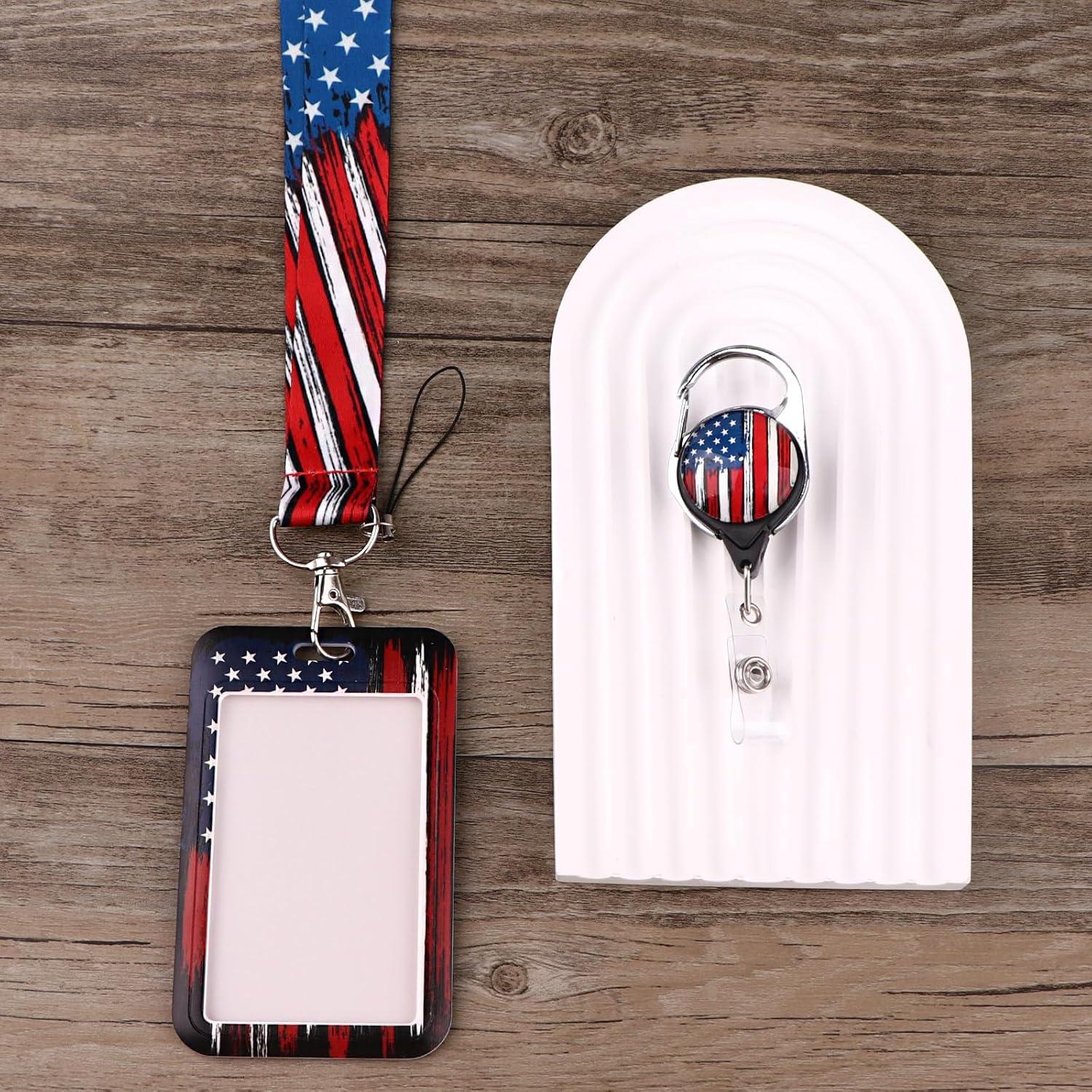 Cinta para Llaves Retráctil Moxunmo Bandera Americana 49 cm