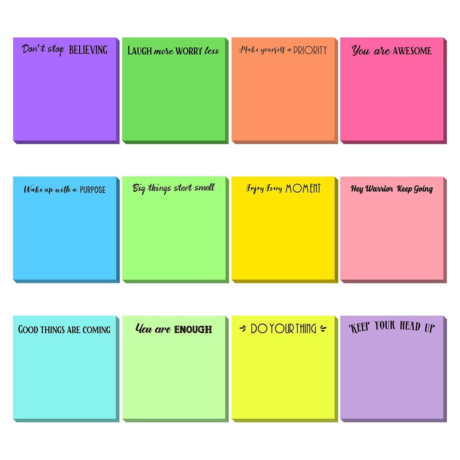 Zonon Notas Adhesivas Motivacionales 12 Piezas 7.6x7.6cm